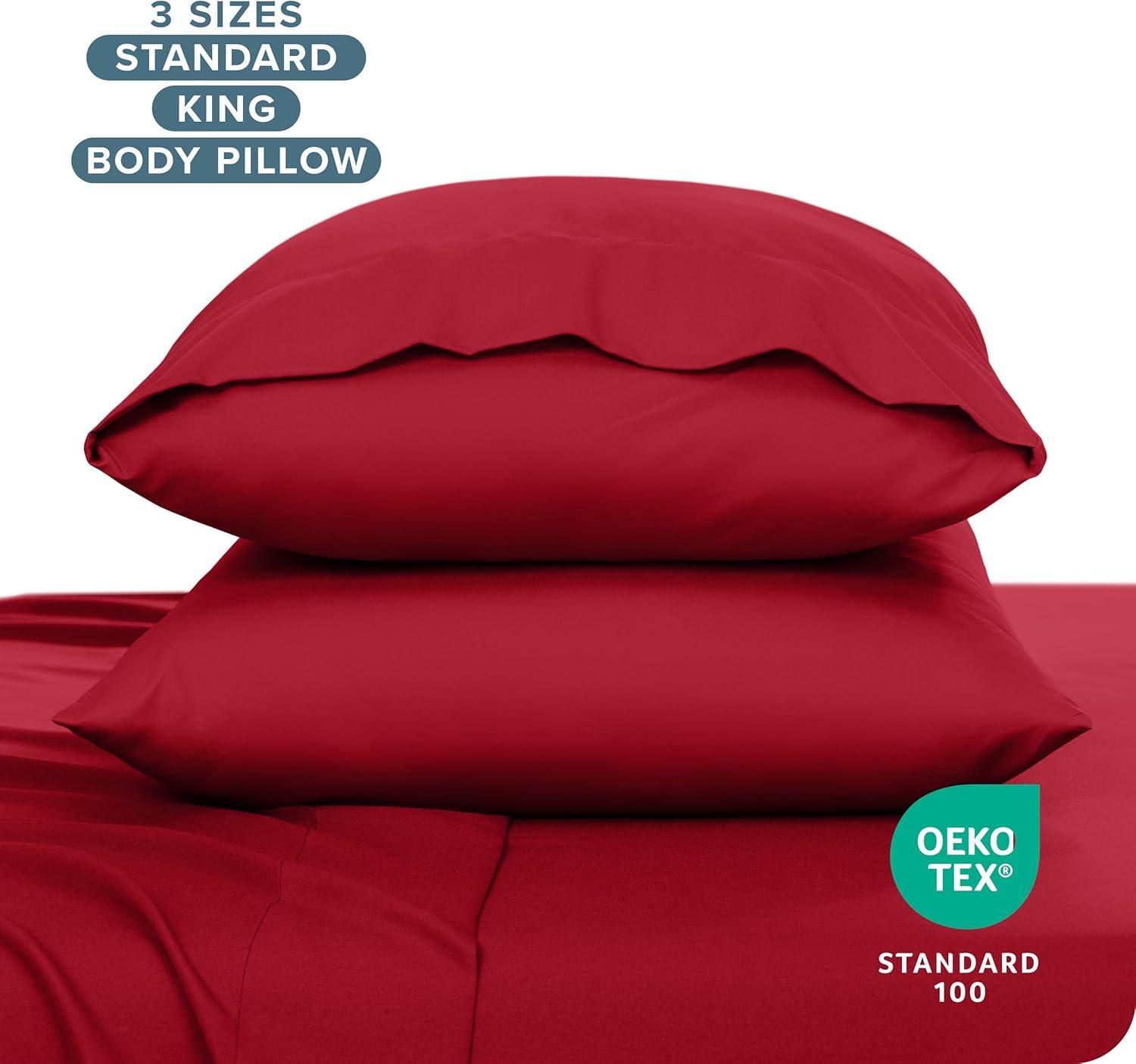 Microfiber Queen - Envelope - 20 x 30 Red Pillowcase Set by Bare Home