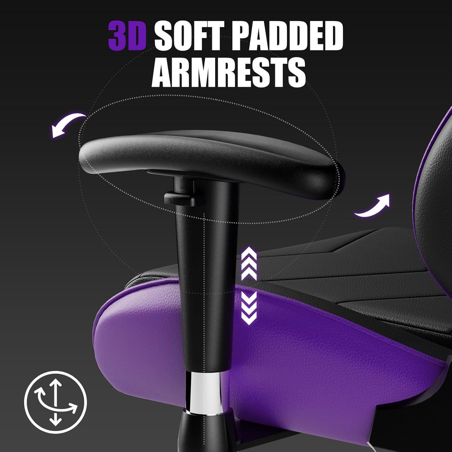 GTRACING Gaming Chair Office Chair PU Leather with Footrest & Adjustable Headrest, PURPLE