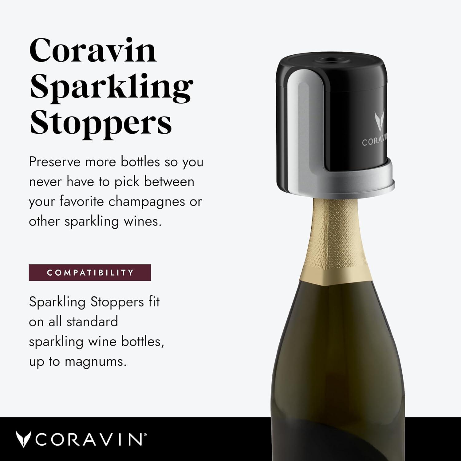 Coravin Black and Silver Sparkling Wine Stoppers Set