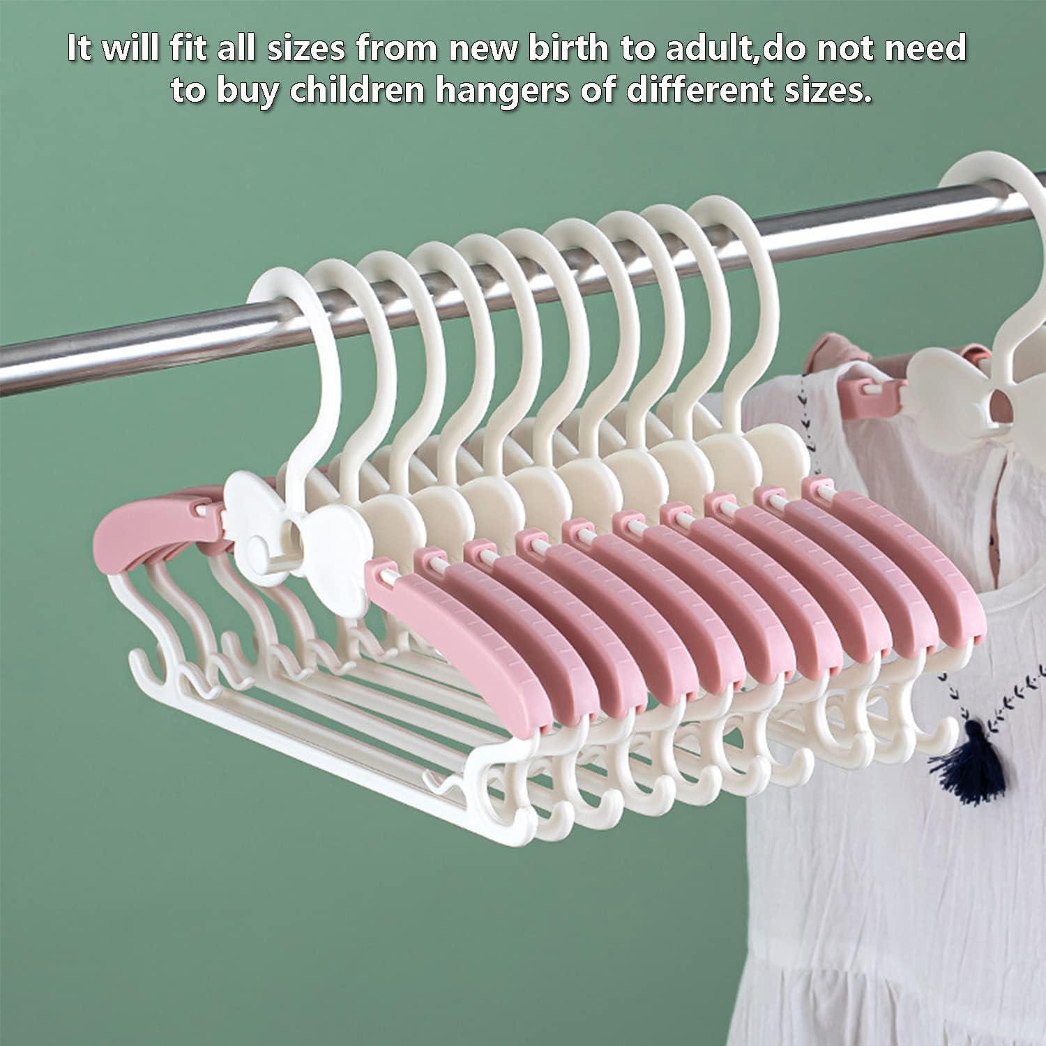 Adjustable Pink and White Plastic Baby Hangers, 20 Pack