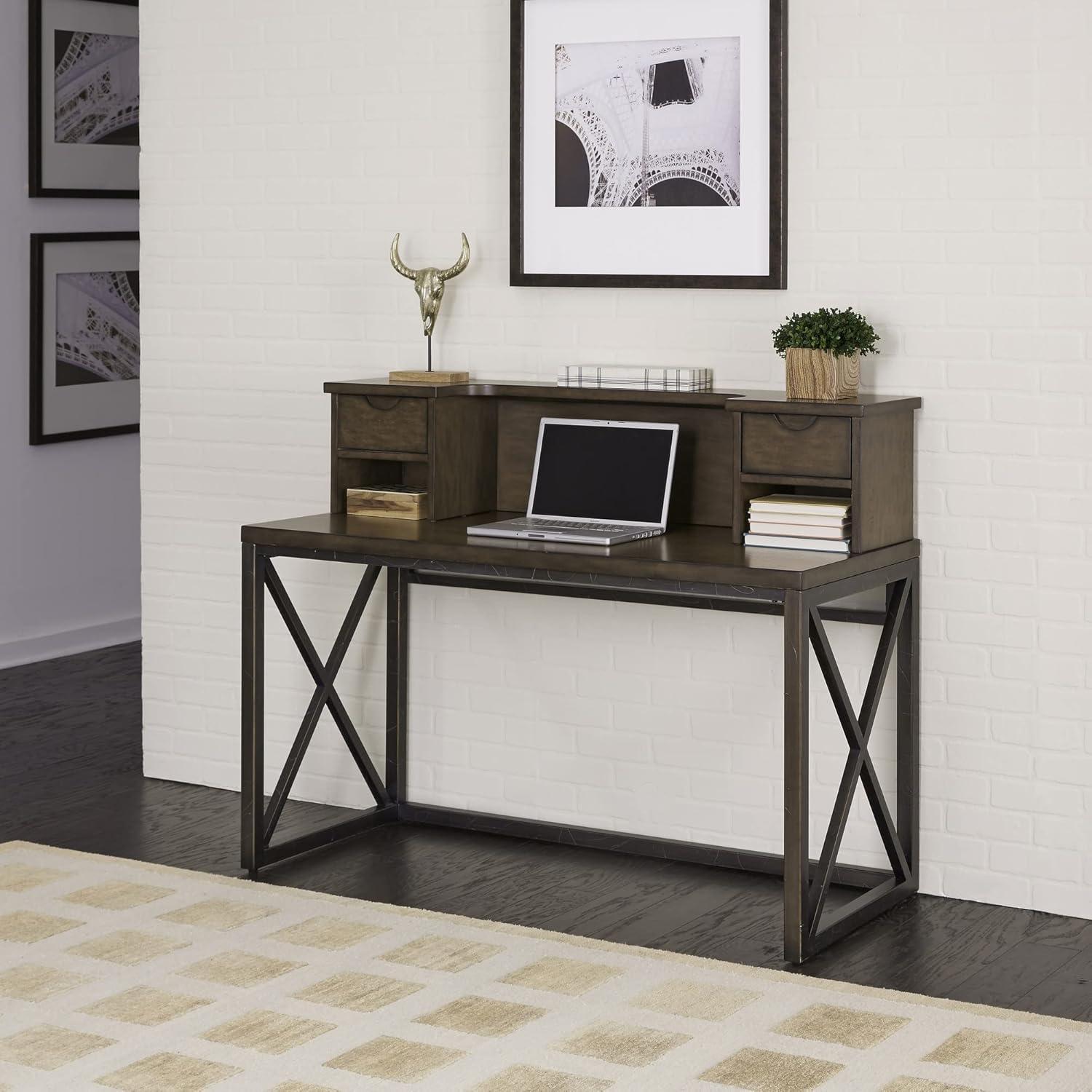 Homestyles Xcel Wood Computer Writing Desk 54 inch, Home Office Table, Work Desk With Sturdy Metal Base