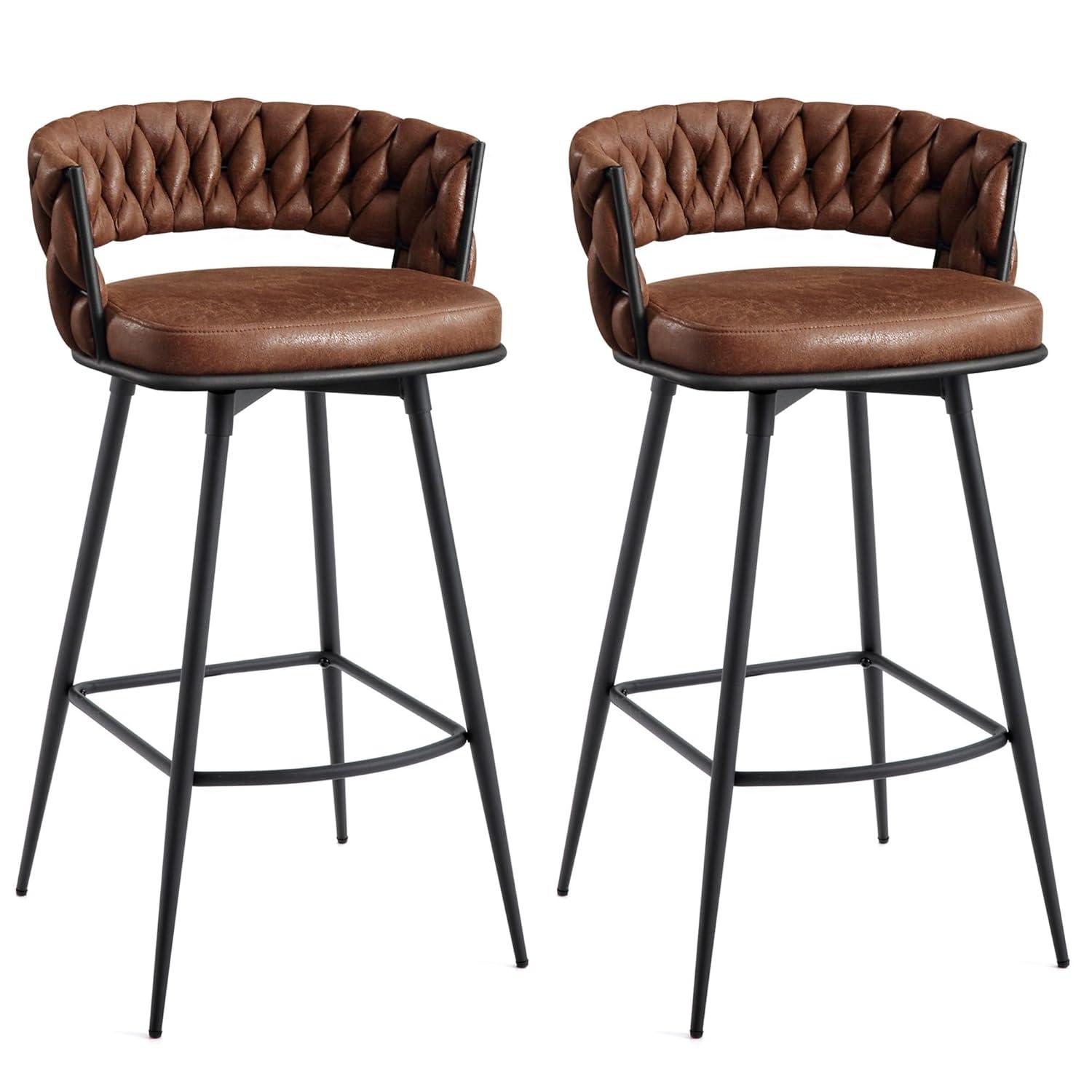 Corrigan Studio® Kymberlynn Swivel Upholstered Low Back Bar & Counter Stool With Metal Frame (Set of 2)