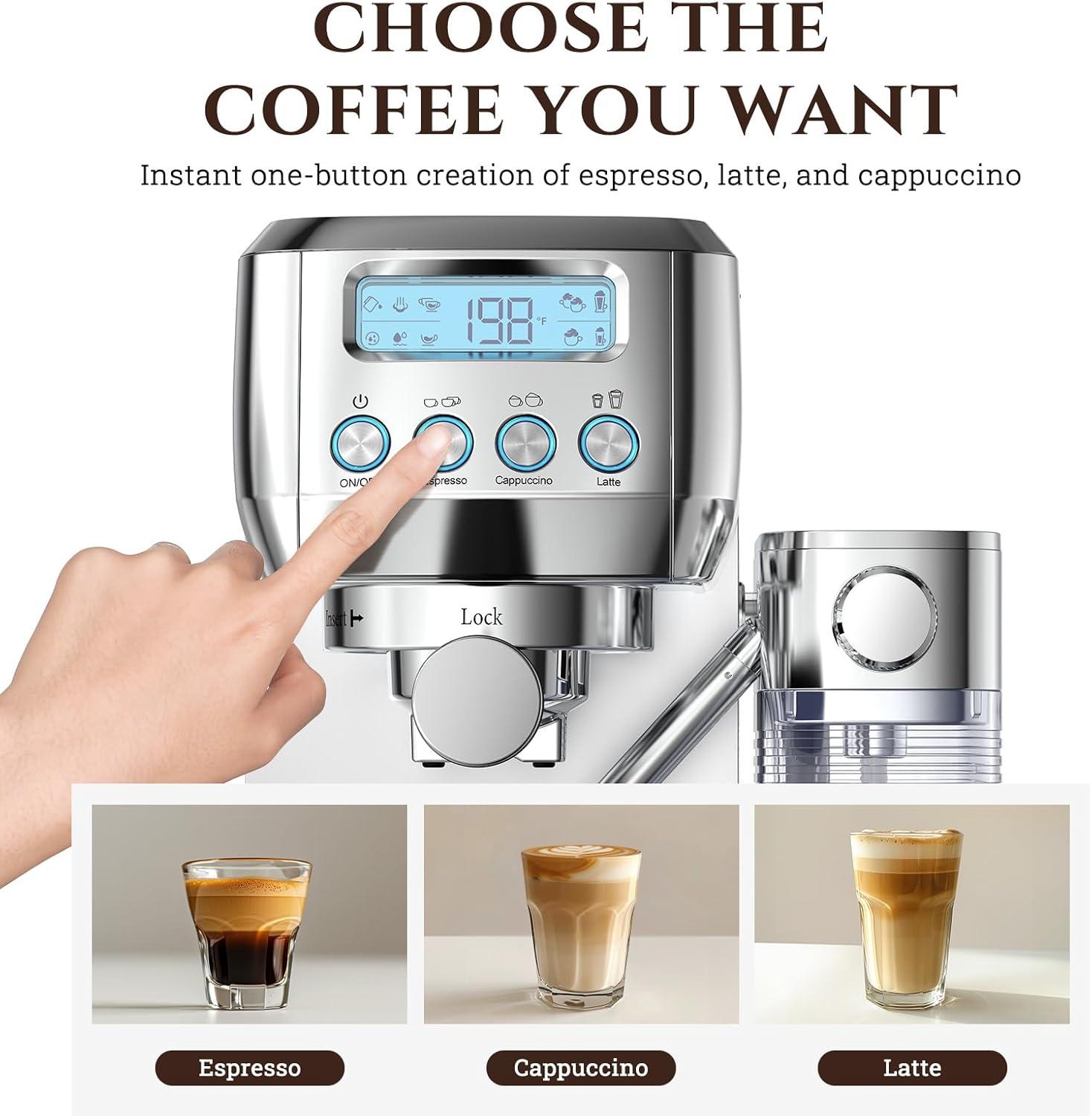 Stainless Steel Automatic Espresso Machine with Steam Wand