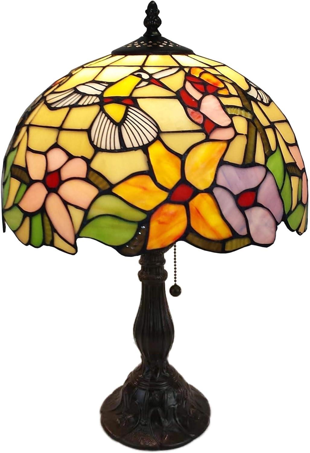 Amora Lighting  19 in. Tiffany Style Hummingbird Design Table Lamp