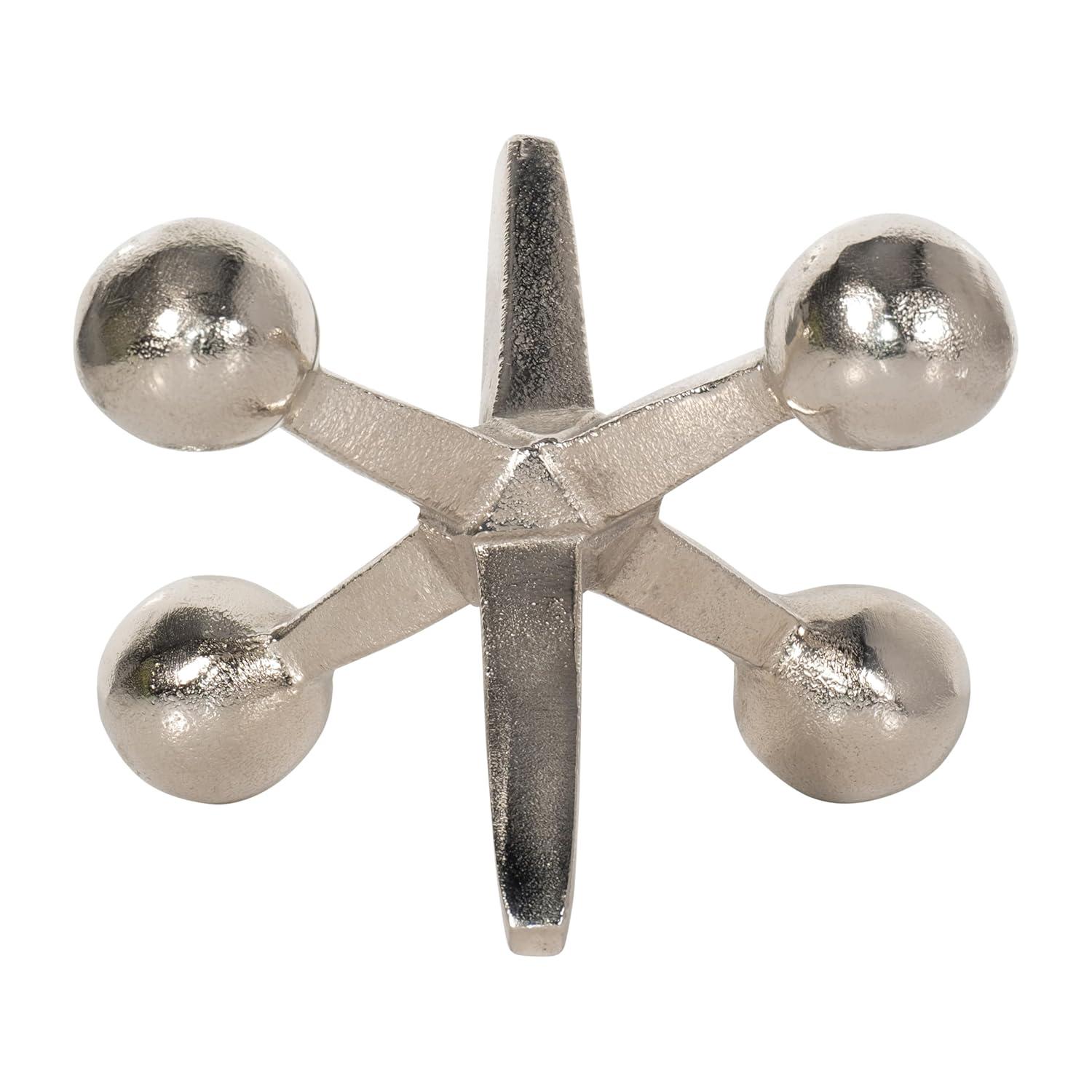 Sagebrook Home Creative Metal Jacks Sculpture for Room, Bedroom or Office Decor, Aluminum, Silver 7 L x 5 W x 5 H Inches