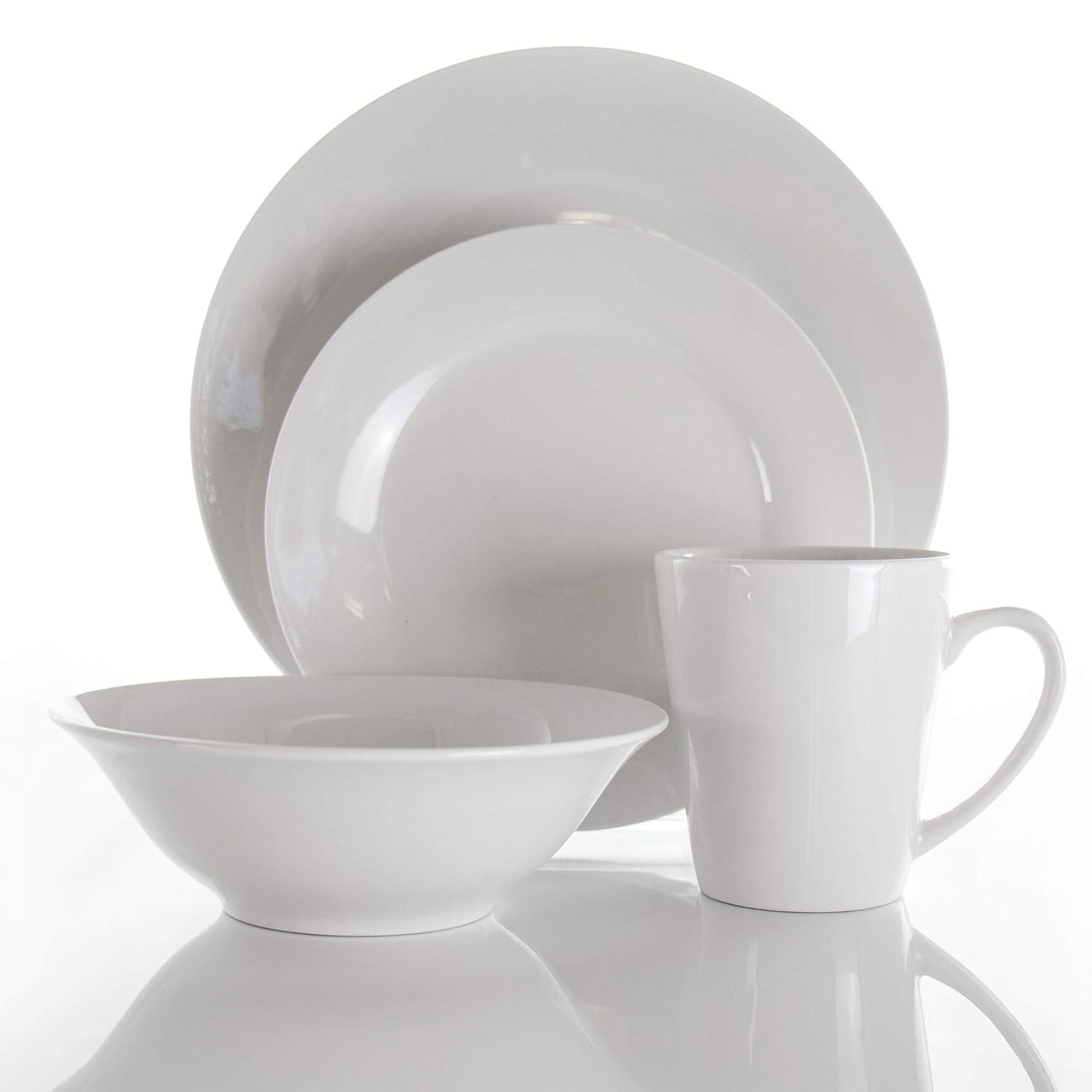 Elama Marshall 16 Piece Porcelain Dinnerware Set in White