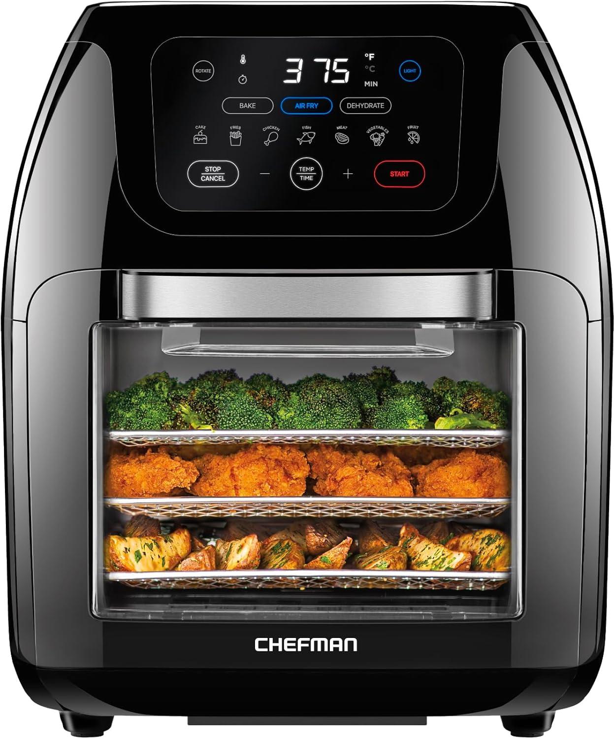 Chefman Black Stainless Steel 10 Qt Digital Air Fryer with Rotisserie