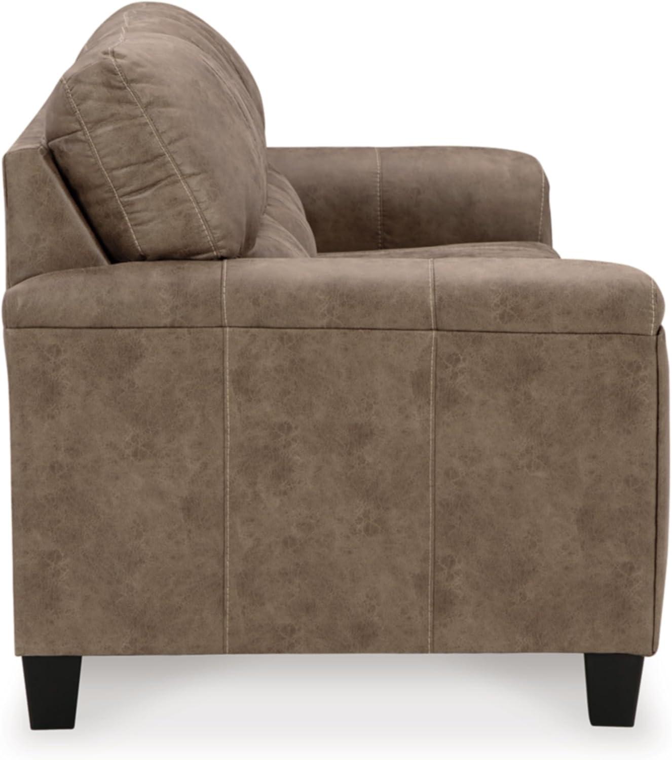 Benjara Nav Queen Size Sofa Sleeper, Fossil Brown Faux Leather, Foam, 89 Inch