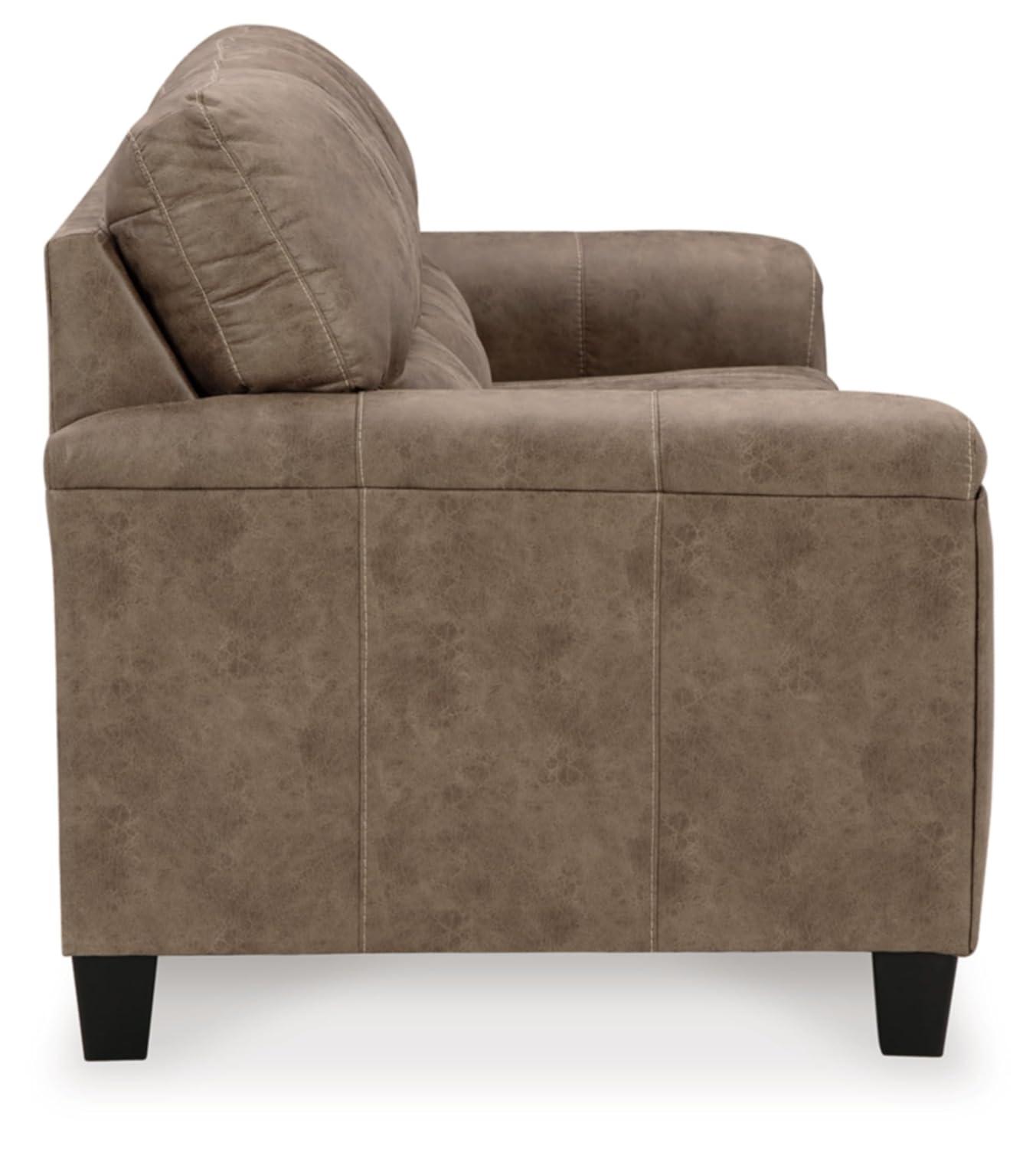 Benjara Nav Queen Size Sofa Sleeper, Fossil Brown Faux Leather, Foam, 89 Inch