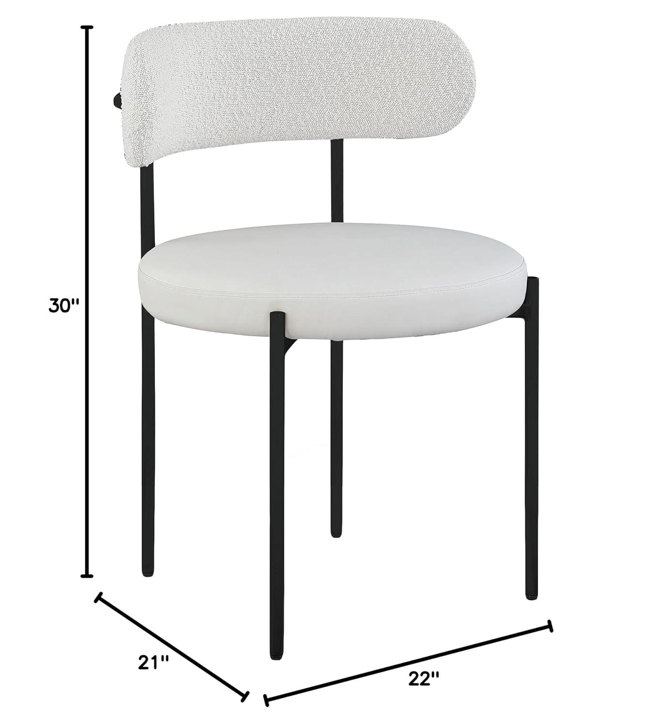 Beacon Cream Boucle Fabric Dining Chair with Black Metal Frame, Set of 2