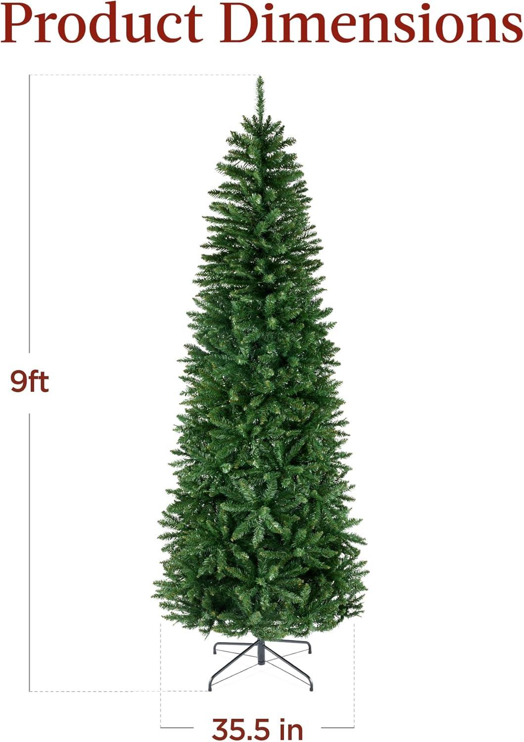 Best Choice Products Unlit Pencil Christmas Tree, Spruce Style Holiday Décor w/ Metal Base