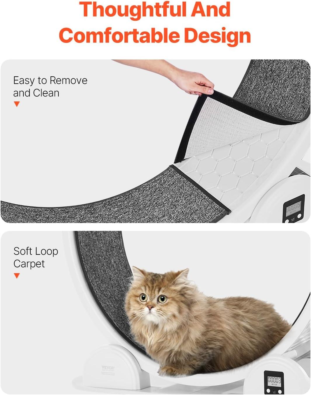 Large White and Gray ABS Cat Exercise Wheel with Pedometer