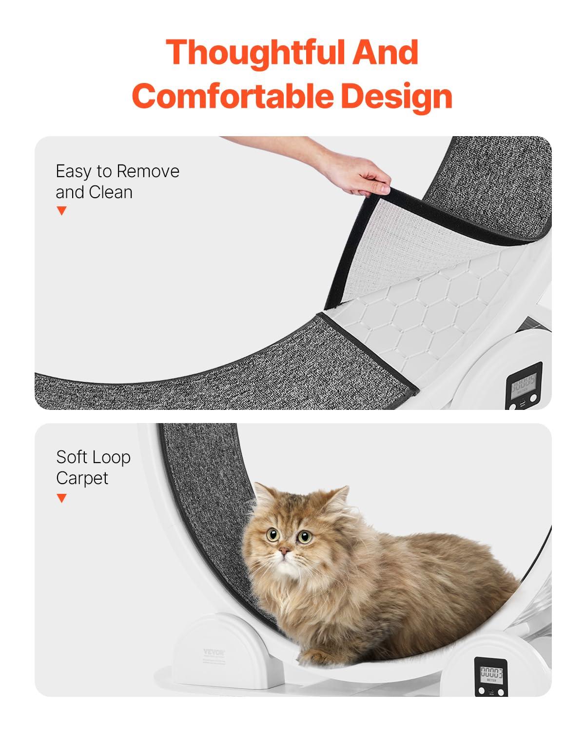 Large White and Gray ABS Cat Exercise Wheel with Pedometer
