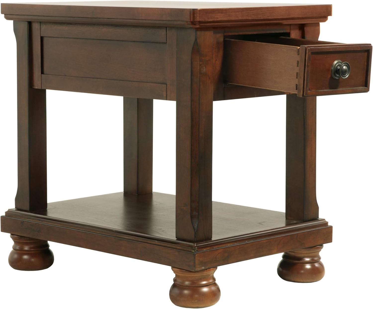 Dark Brown Rectangular Wood End Table with Storage