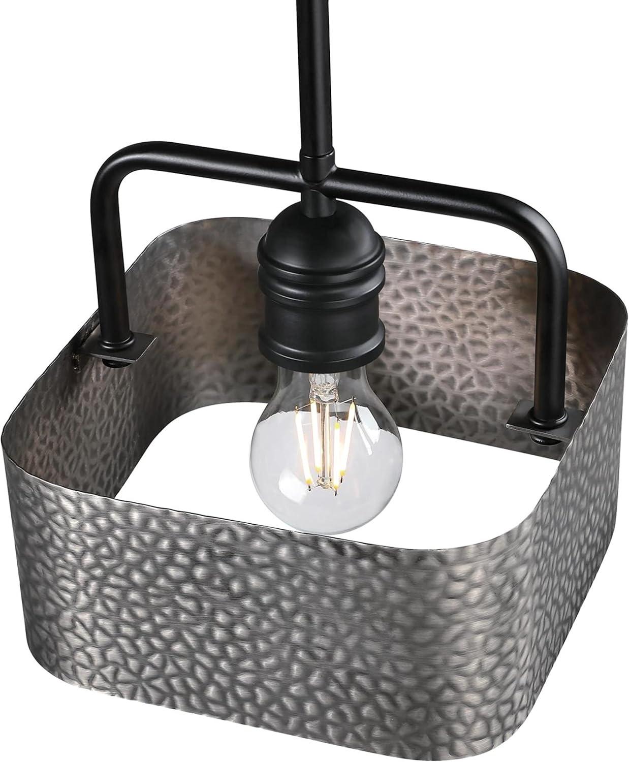 Bexar Matte Black and Dark Pewter 8" Geometric Mini Pendant Light