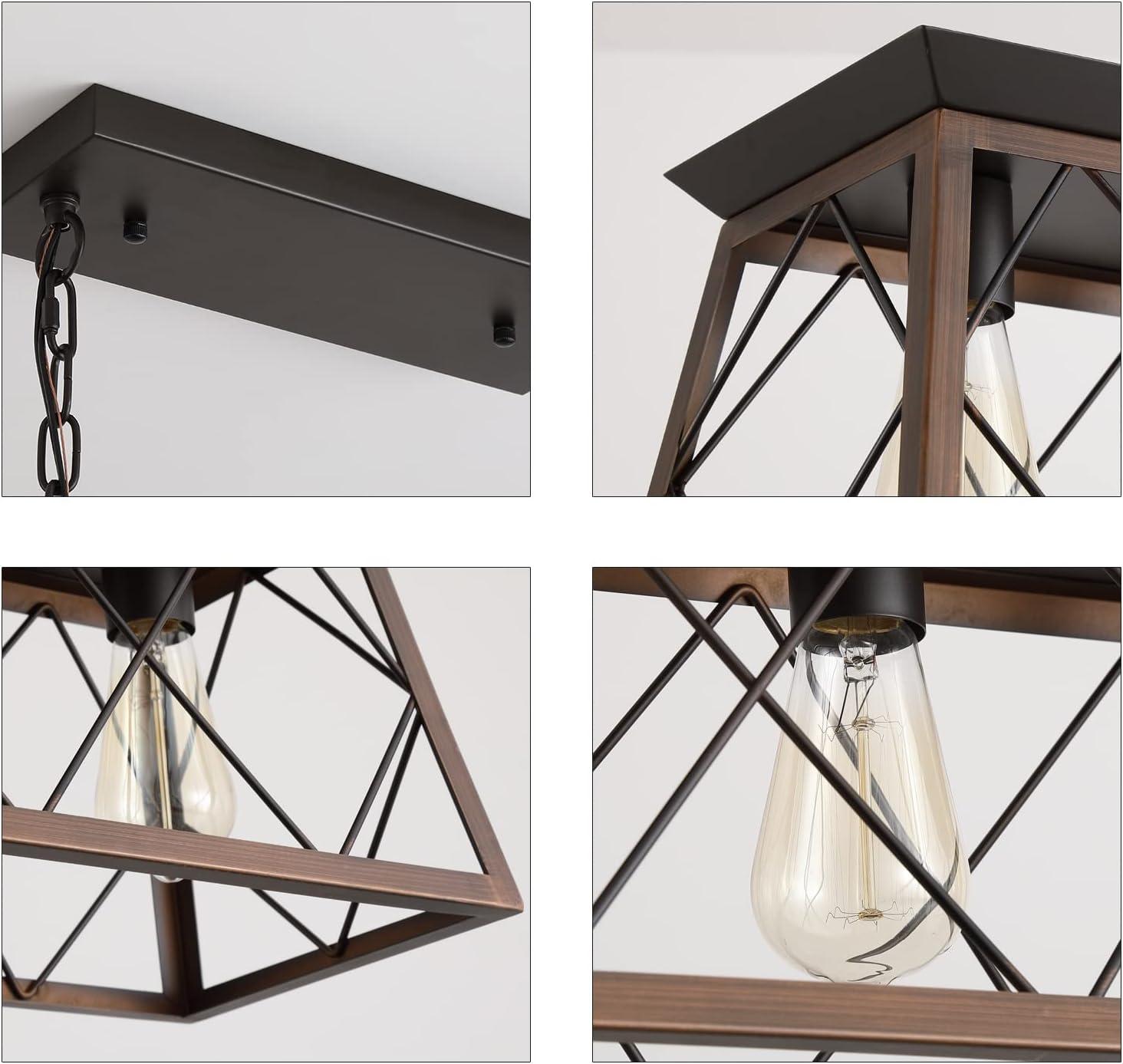 Progress Lighting Briarwood 5-Light Linear Chandelier, Antique Bronze, Faux-Painted Wood Enclosure