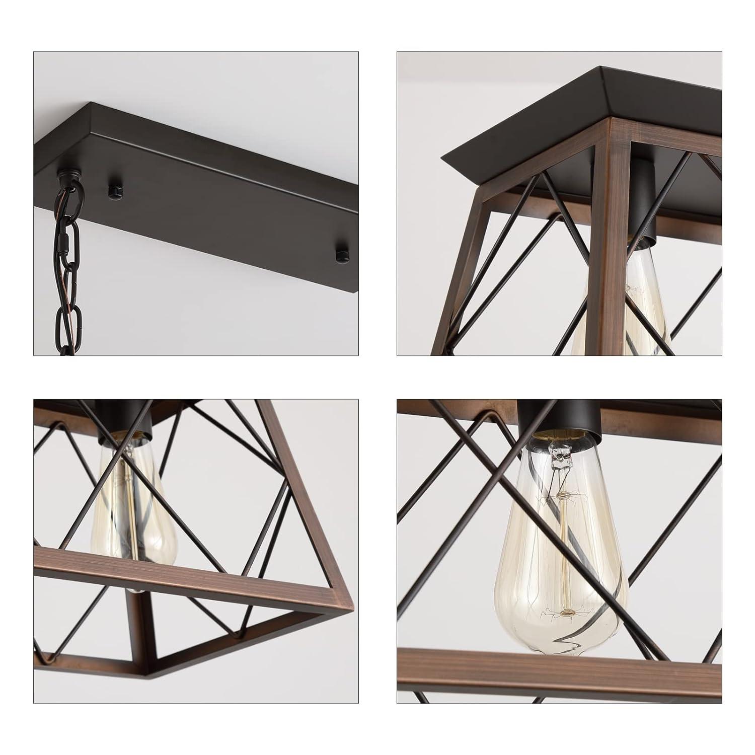 Progress Lighting Briarwood 5-Light Linear Chandelier, Antique Bronze, Faux-Painted Wood Enclosure