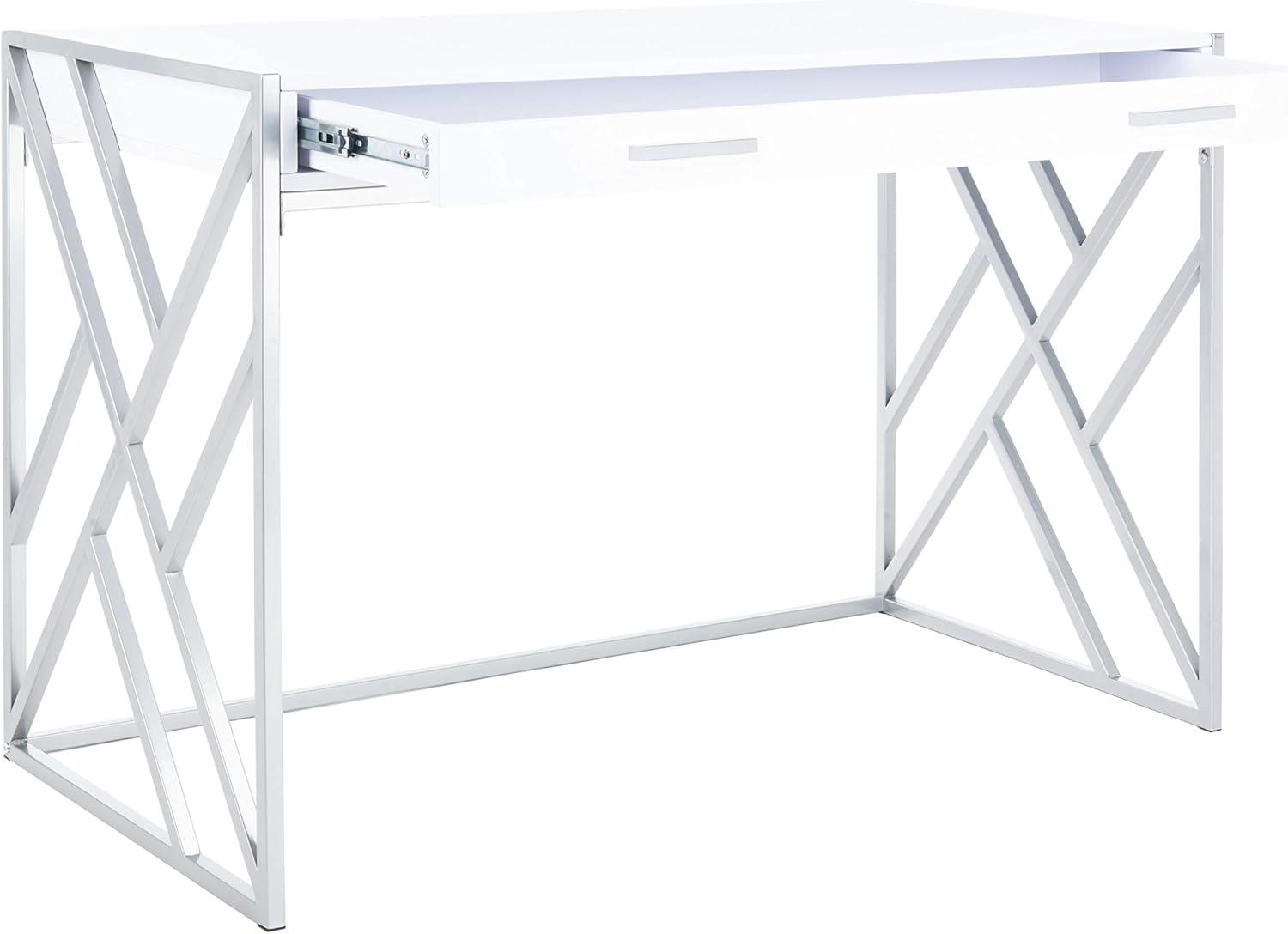 Elaine 1 Drawer Desk - White/Silver - Safavieh