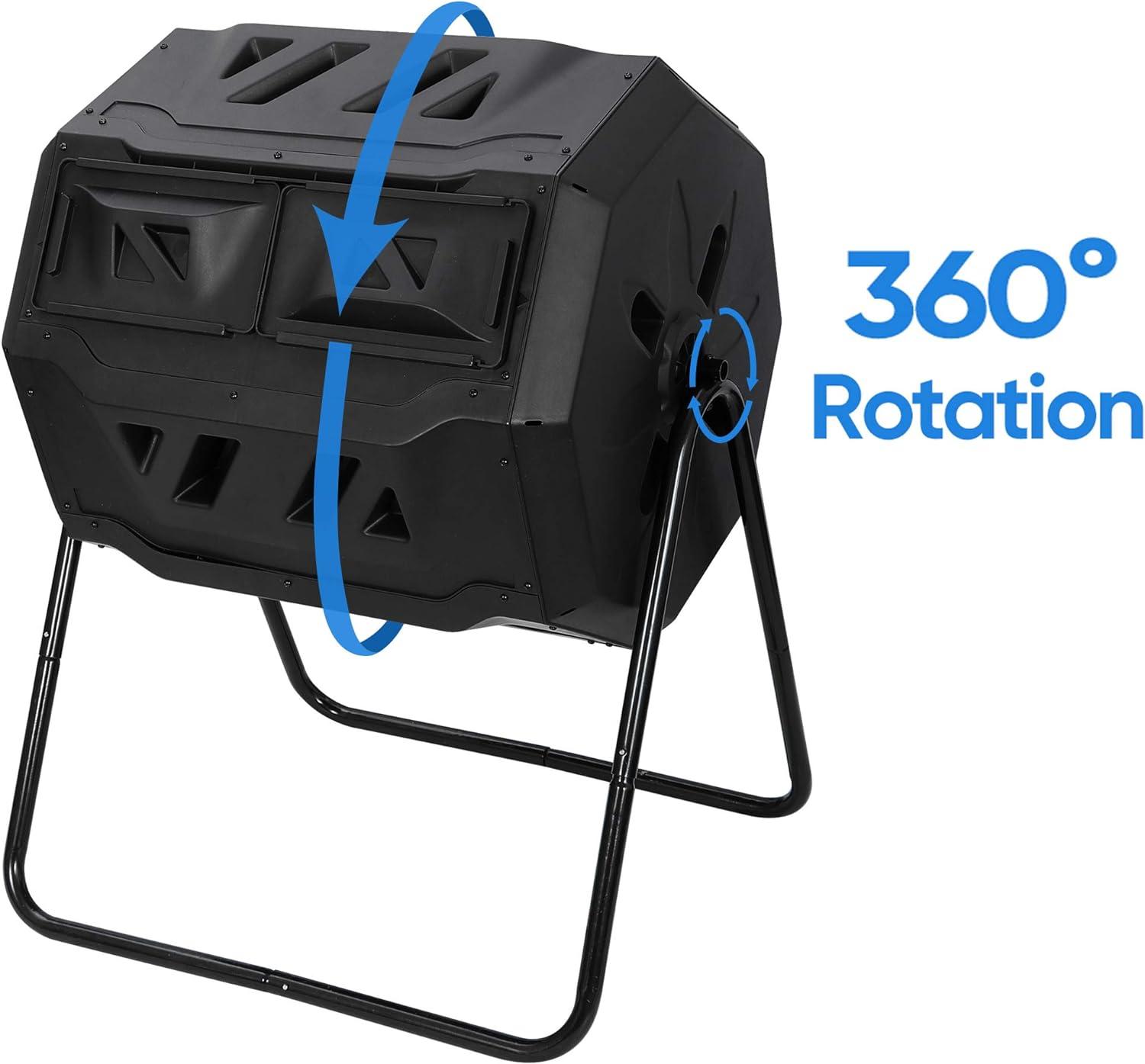 Black 43 Gallon Dual Rotating Outdoor Compost Bin