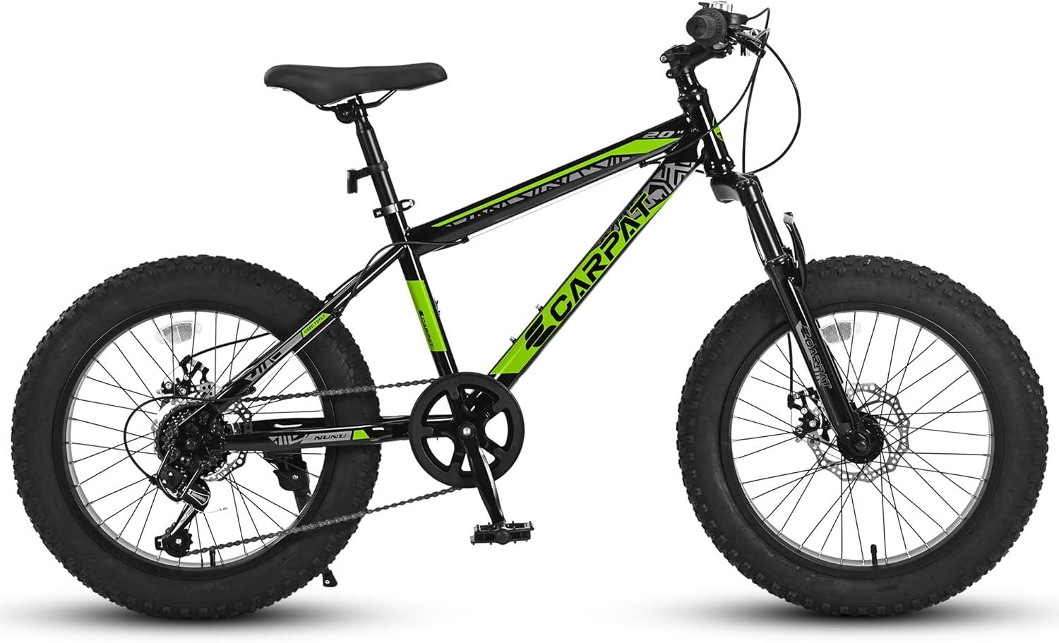 Mountain Bike 20 inch Wheels Fat Tire Bike,4" Wide Fat Tire Snow Mountain Bike ,7 Speed Teenager Children Kids' Bicycles