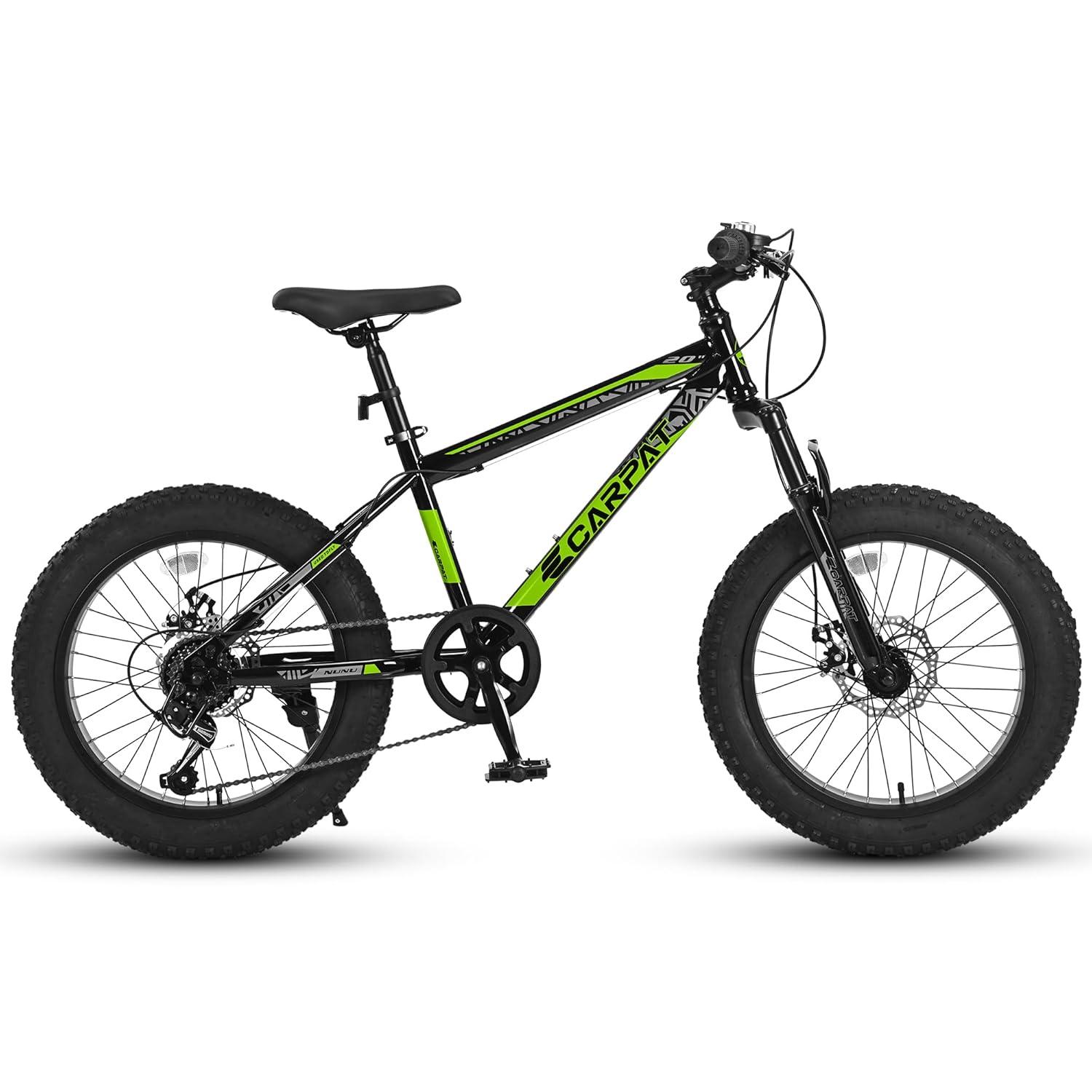 Mountain Bike 20 inch Wheels Fat Tire Bike,4" Wide Fat Tire Snow Mountain Bike ,7 Speed Teenager Children Kids' Bicycles