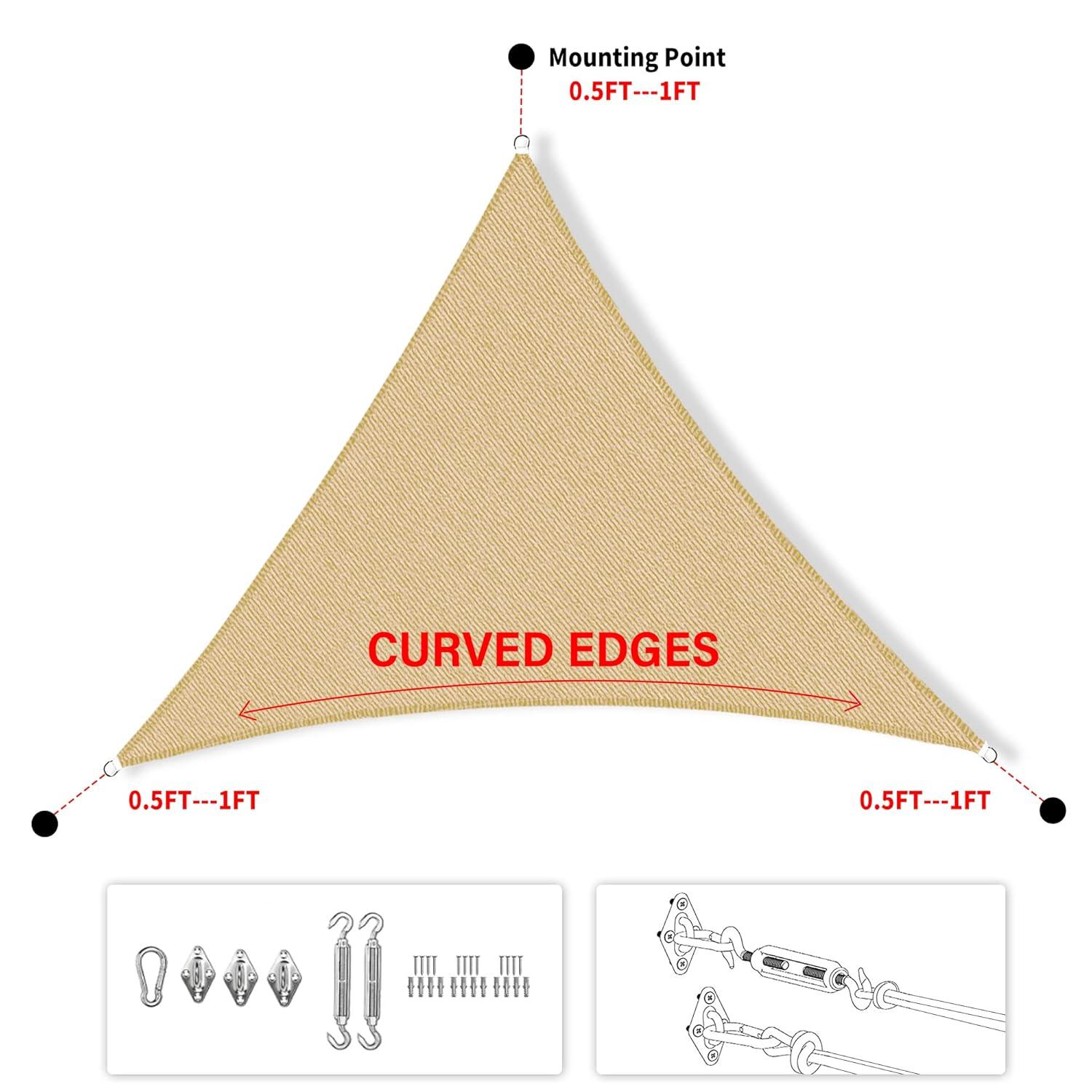 Amgo 12' x 12' x 17' Grey Right Triangle Sun Shade Sail Outdoor Canopy Awning UPF50+ AGTAPT8, 95% UV Blockage, Water & Air Permeable, Commercial Standard Heavy Duty (We Make Custom Size)