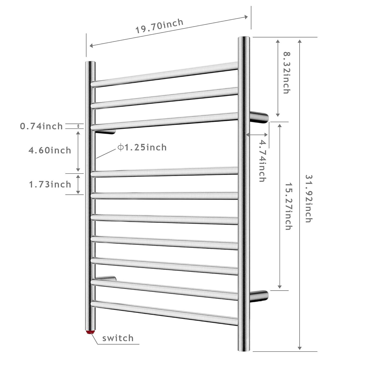HEATGENE Towel Warmer, Heated Towel Warmer Rack, Wall-Mounted Hardwired/Plug-in Electric Towel Warmers for Bathroom, Hot Towel Rails - Matte Black