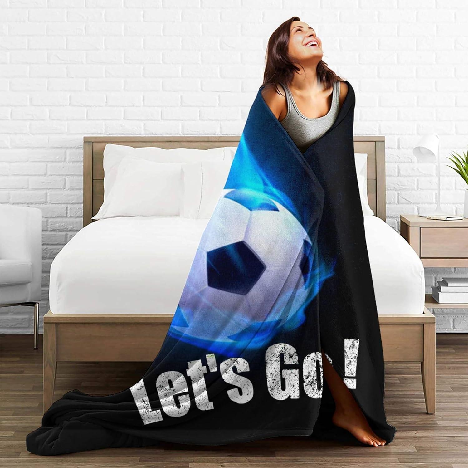 Soccer Blanket Soccer Ball Decor Throw Blanket Football Blanket Gifts for Girls Boys Soccer Lover Winter Bedding Super Warm Soft Plush Lightweight Fleece Flannel Blanket for Kids Men Women 50"X40"