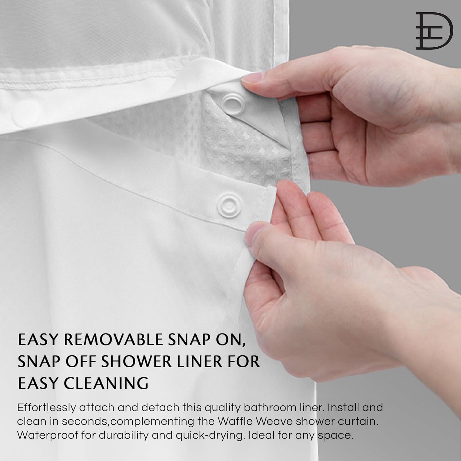 Dainty Home Complete Shower Curtain With Detachable Liner - White