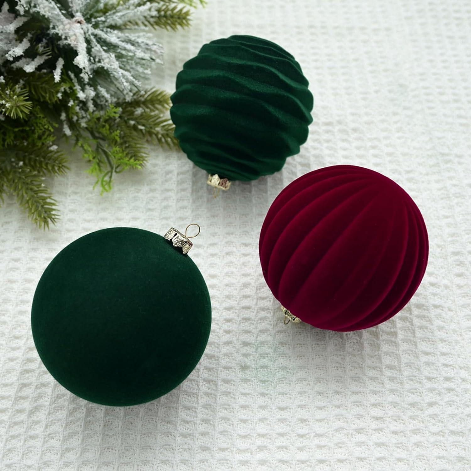 Zpanxa Christmas Decorations Clearance 3.15'' Flocking Ball Christmas Ball Dark Velvet Christmas Ball Christmas Tree Decoration 12PC Red