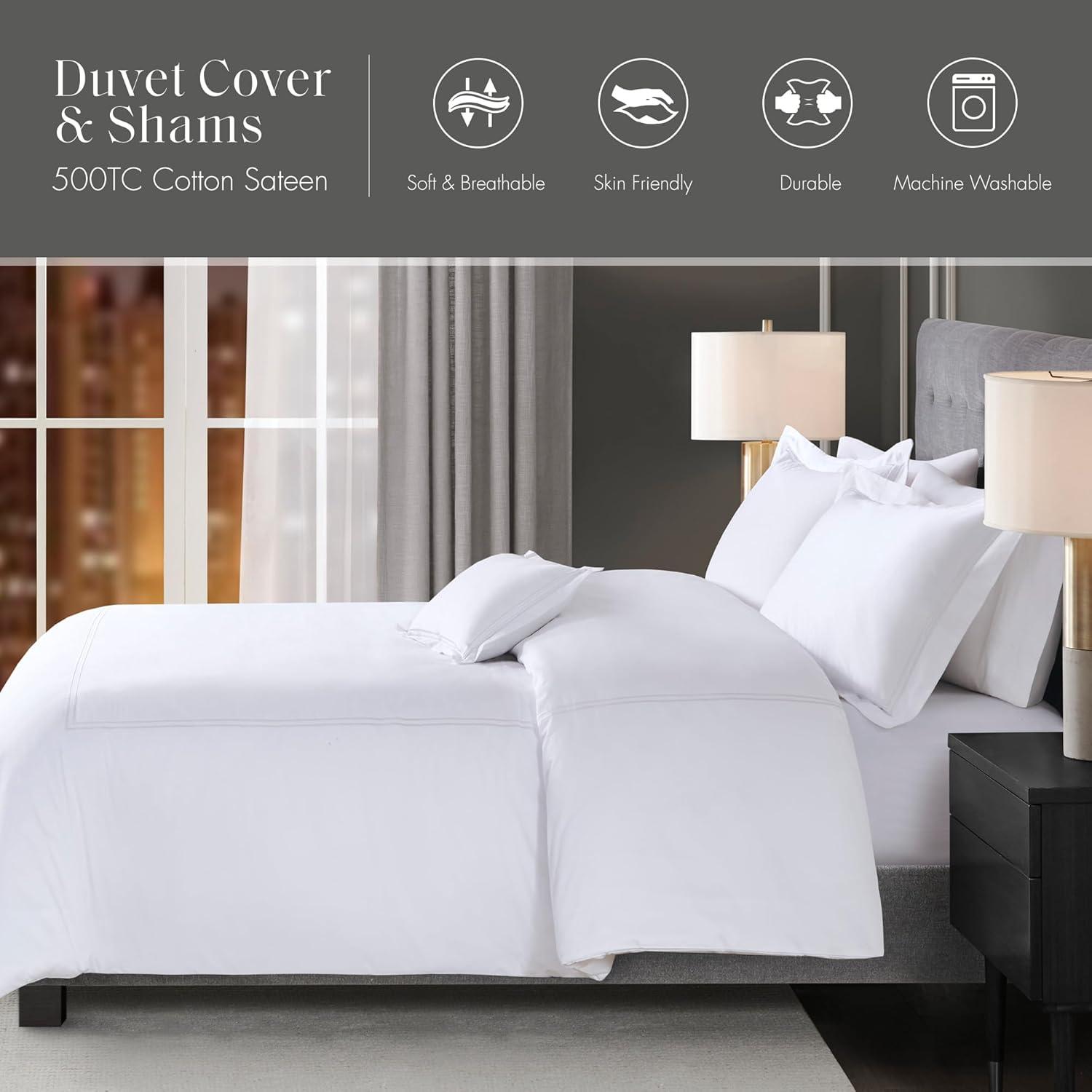 Madison Park Signature 500 Thread Count Luxury Collection 100% Cotton Sateen Embroidered Comforter Set