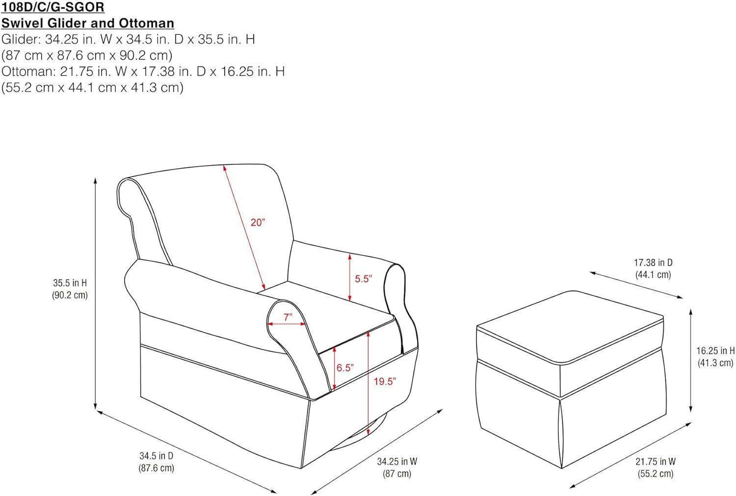 Gray Microfiber Swivel Glider Chair and Ottoman Set