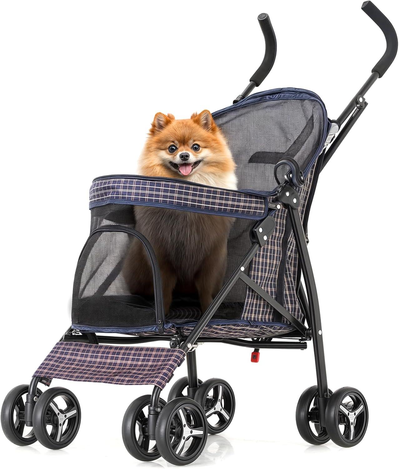 Magshion Pet Stoller Dog Cat Stoller Comfortable Lightweight Stroller With Adjustable Canopy