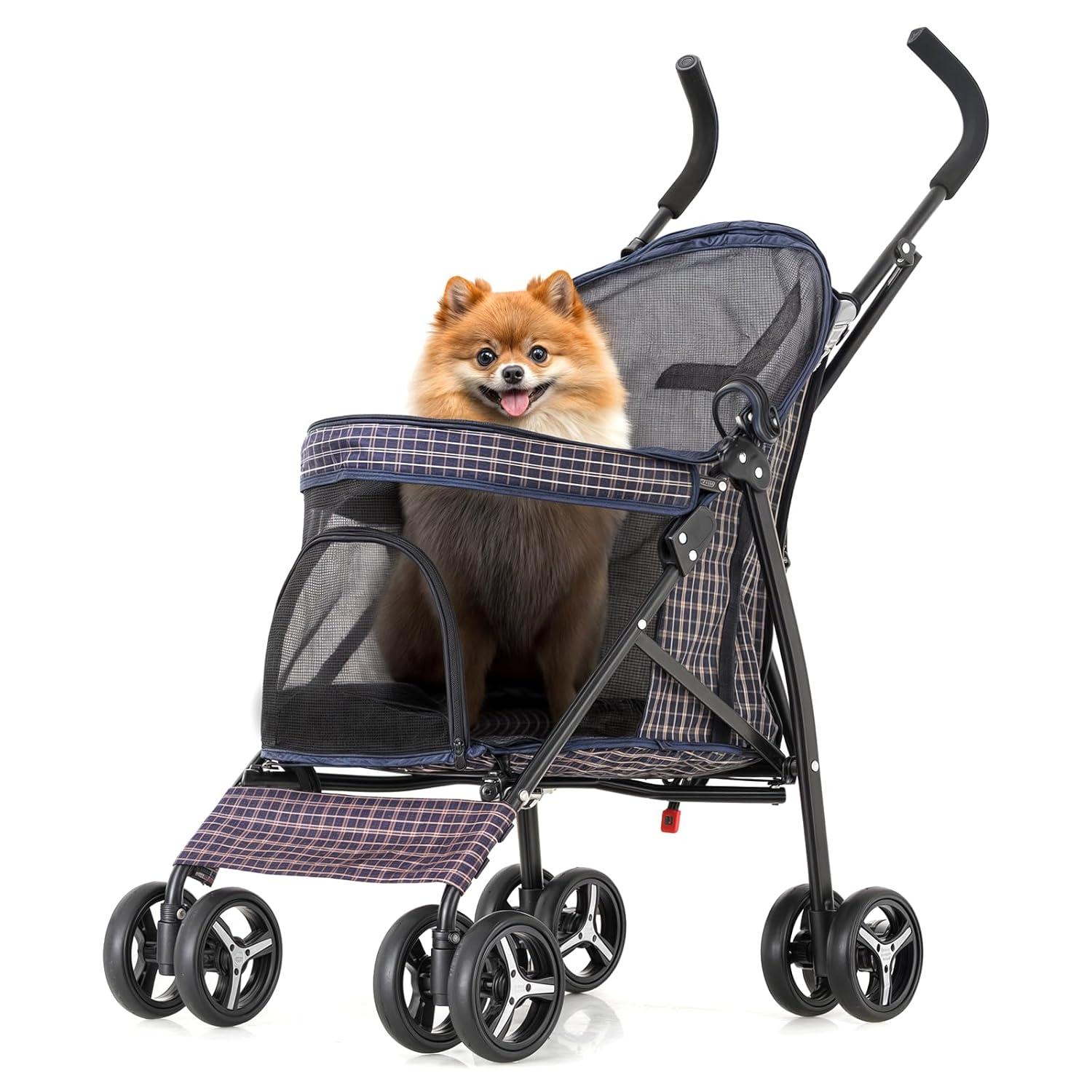 Magshion Pet Stoller Dog Cat Stoller Comfortable Lightweight Stroller With Adjustable Canopy