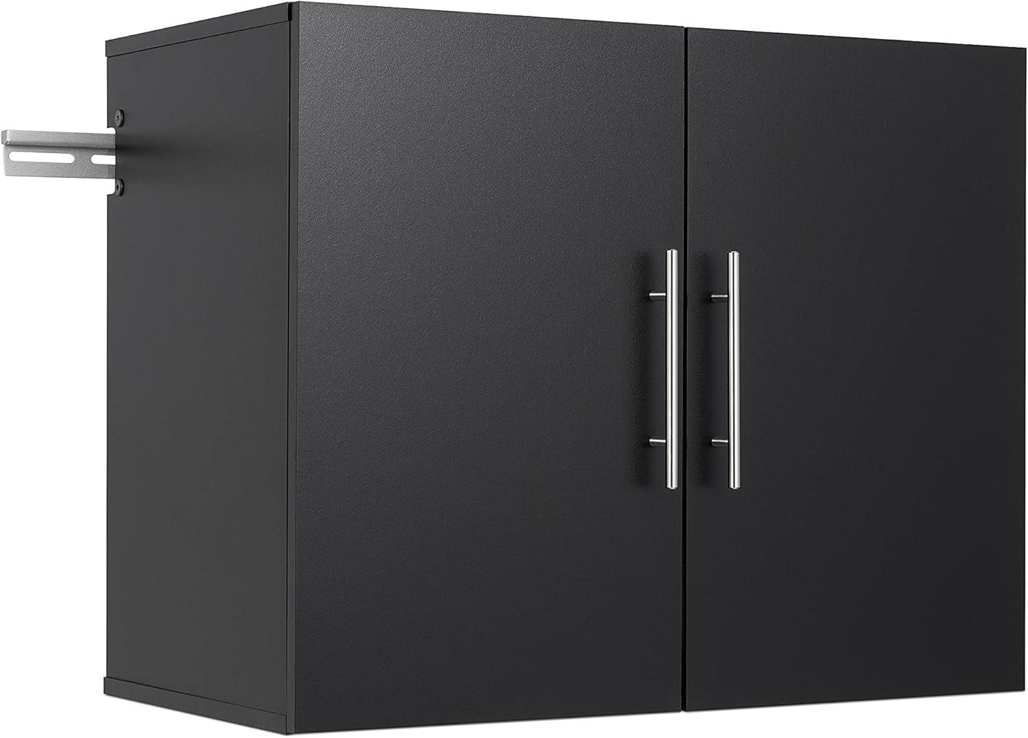 Black Laminated Composite Wall Mounted Storage Cabinet with Adjustable Shelves