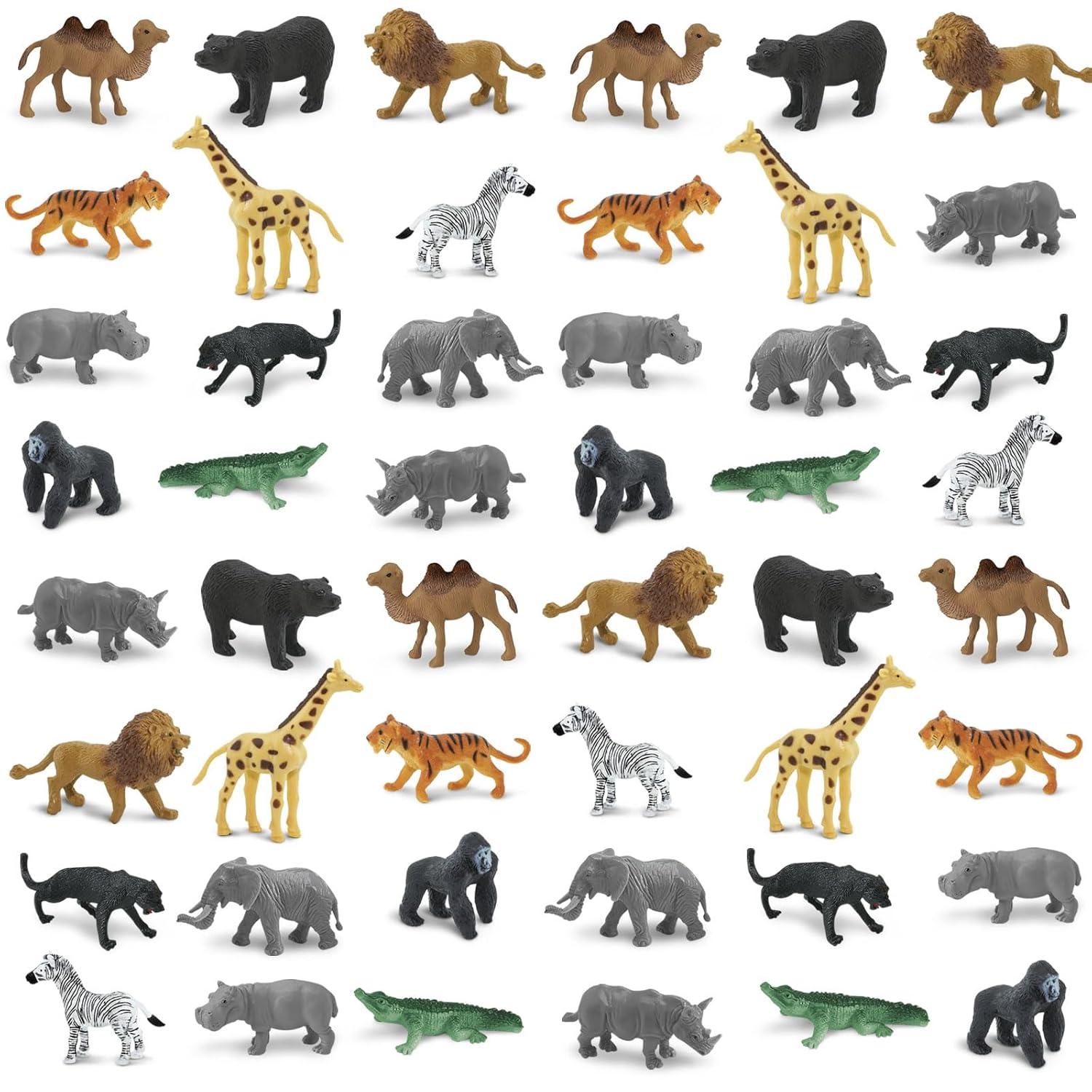 Safari Ltd. Wild Bulk Bag - 48 Jungle & Savanna Animal Figurines - Toy Set for Boys, Girls & Kids Ages 3+