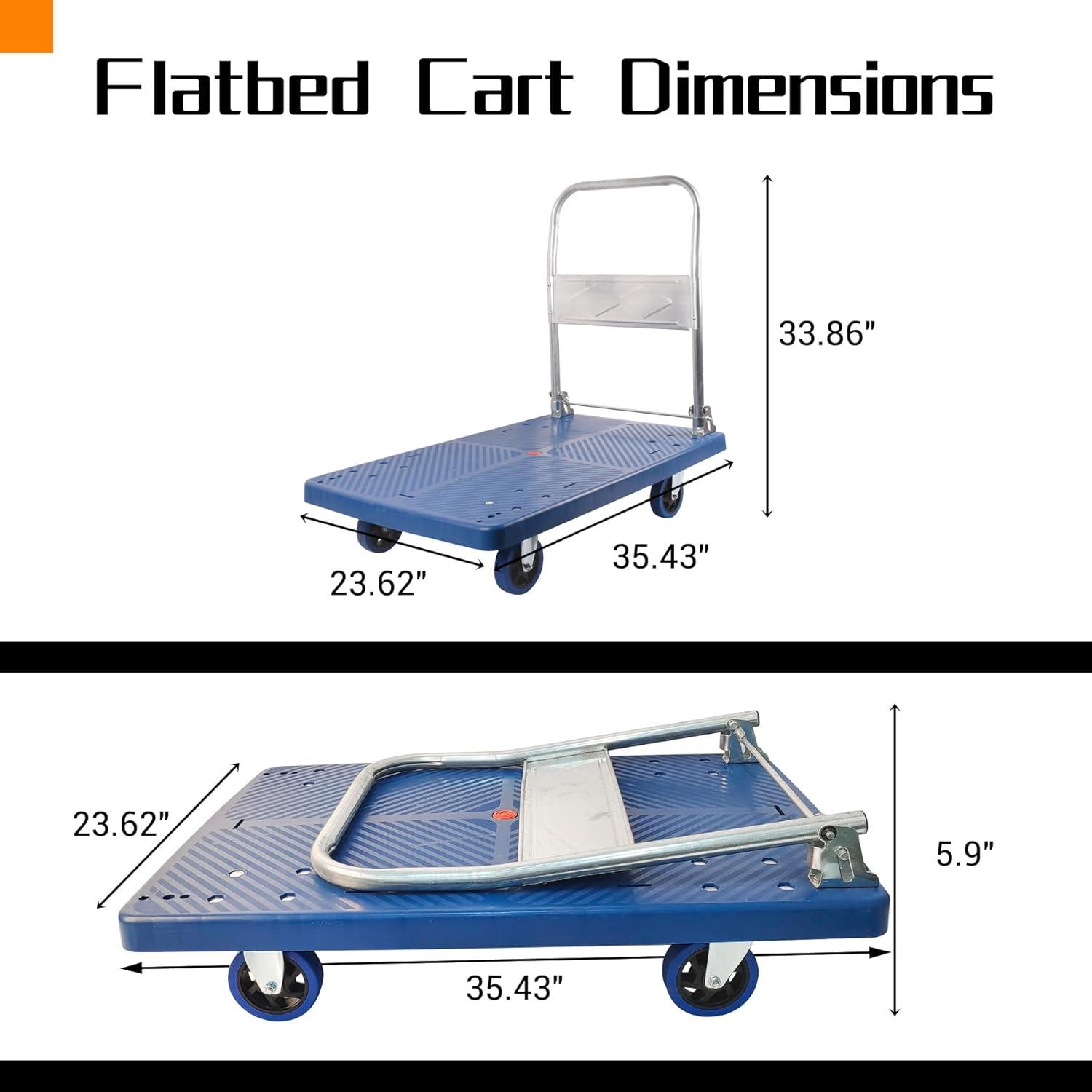 Blue Folding Steel Platform Hand Truck with Rubber Wheels