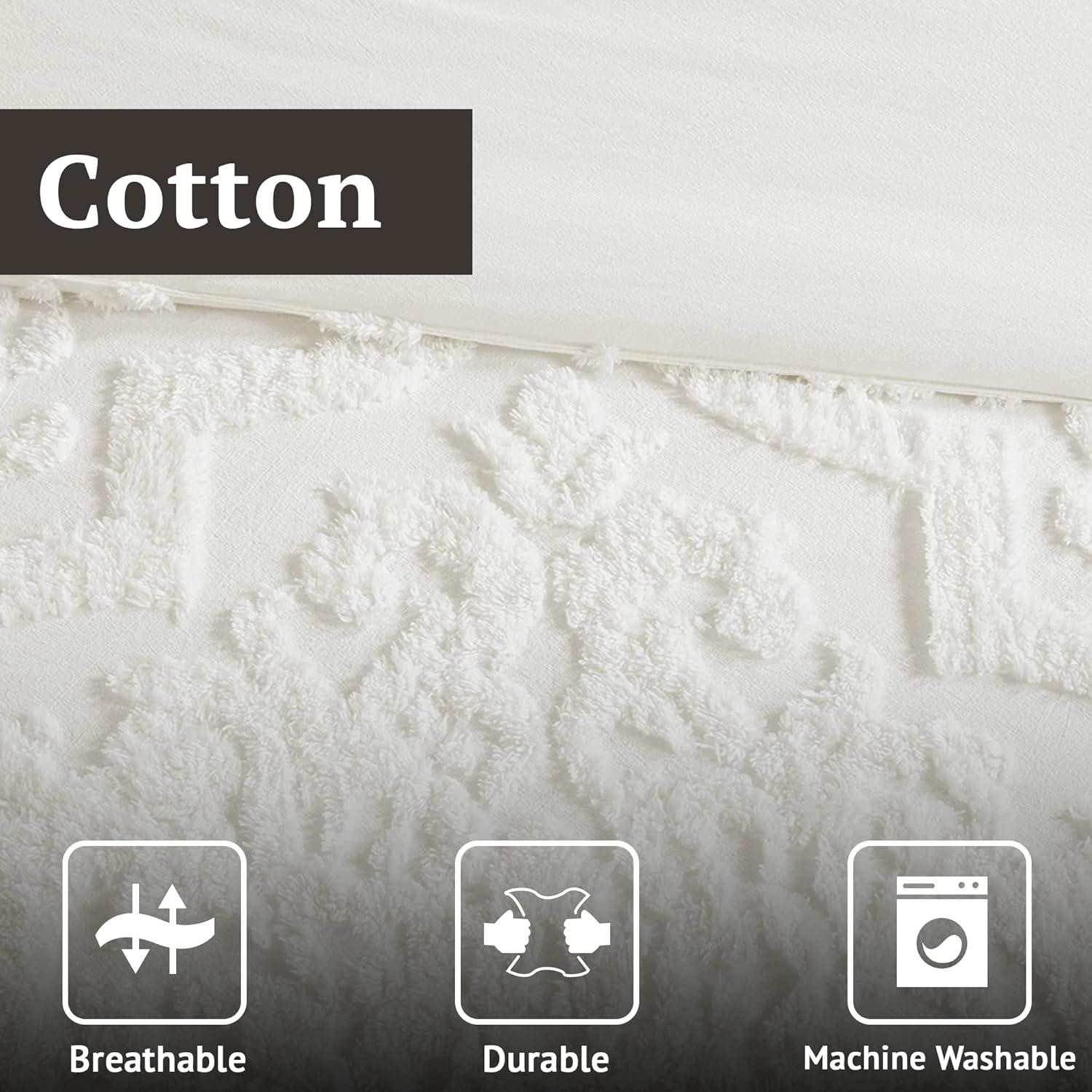 Madison Park Viola Tufted Cotton Chenille Damask 3 Piece Comforter Set