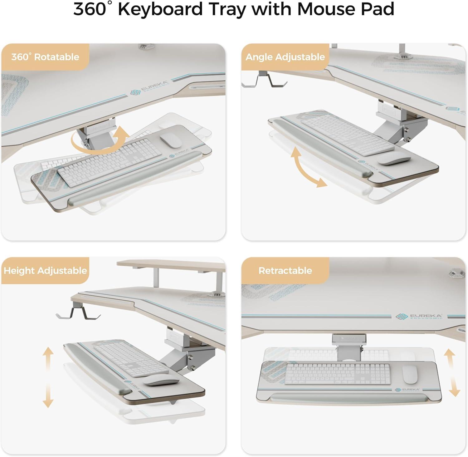 EUREKA ERGONOMIC 72" Computer Desk W Keyboard Tray, Wing-Shaped Music Studio Desk, Large Gaming Desk W LED Convertible Monitor Stand Dual Headphone Hanger for Recording Live Streamer,Maple