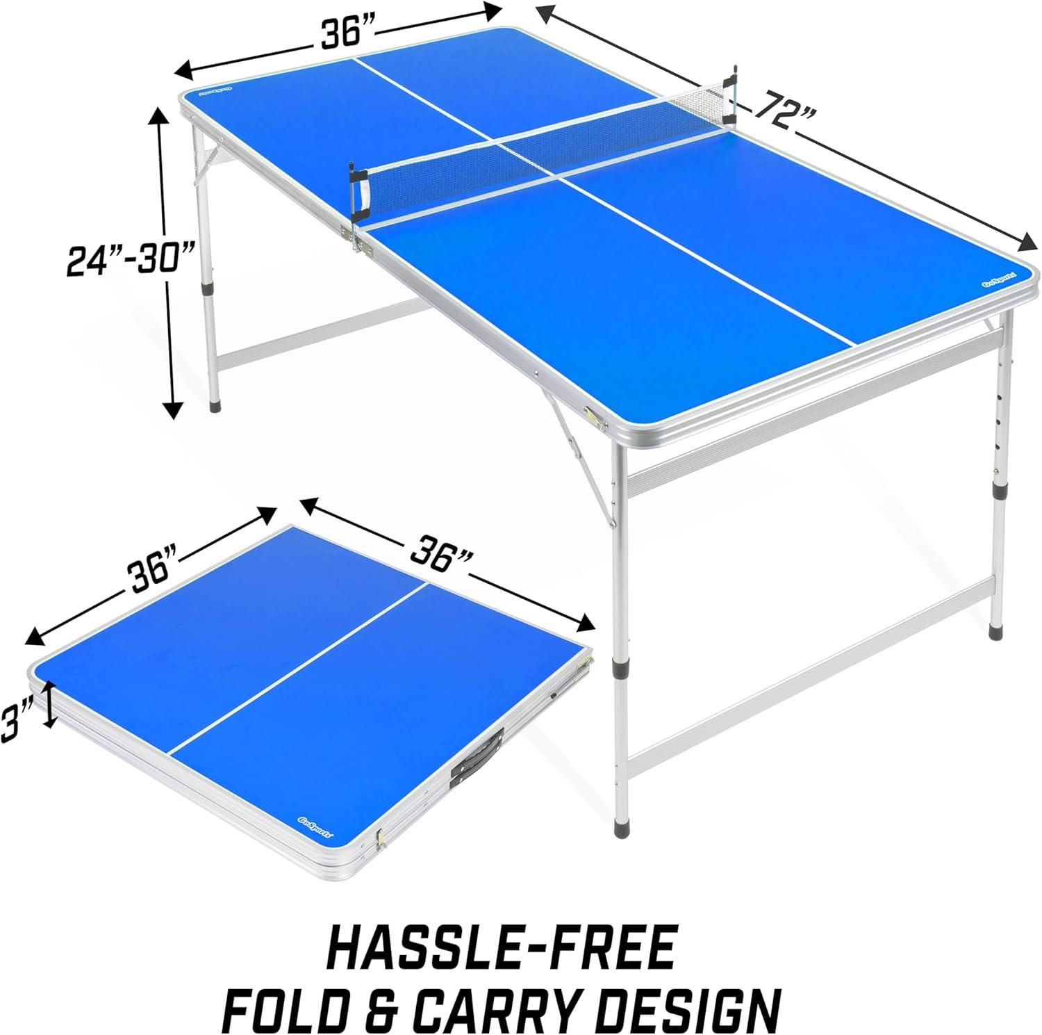 GoSports GoSports Foldable Indoor/Outdoor Table Tennis Table with Paddles and Balls - 6 x 3 ft