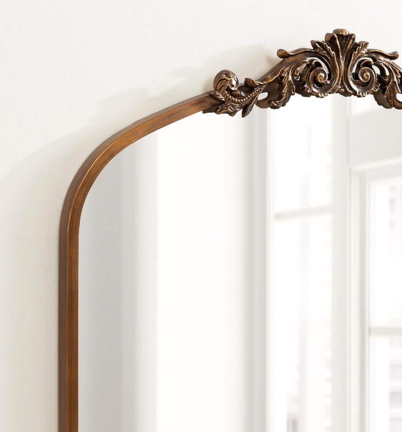 Kate & Laurel All Things Decor 28"x30" Arendahl Traditional Arch Mirror Gold: Baroque-Inspired, No Assembly Required
