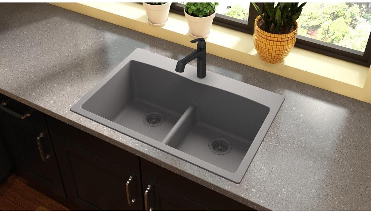 Quartz Classic 33" x 22" x 10" Double Basin Drop-In Kitchen Sink