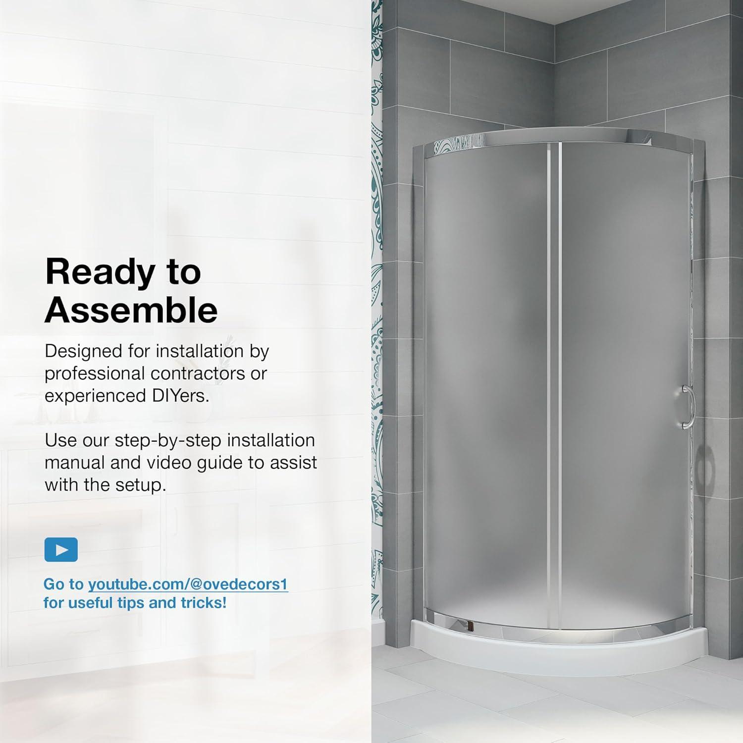 OVE Decors Breeze 35 in. Round Shower Kit w/ Frosted, Base