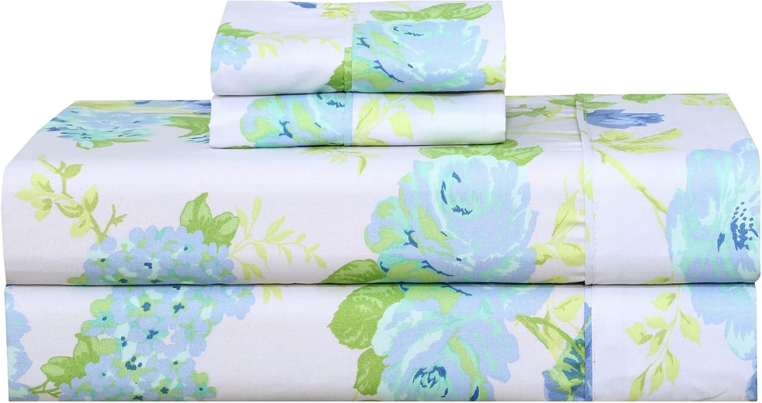 Ruvanti Queen Sheets Set - Luxurious Silky Soft Microfiber Bedding - Cozy & Comfy - 15 inch Deep Pocket (Fits up to 17") Hotel Bed Sheets - 4 Pcs - Green Floral