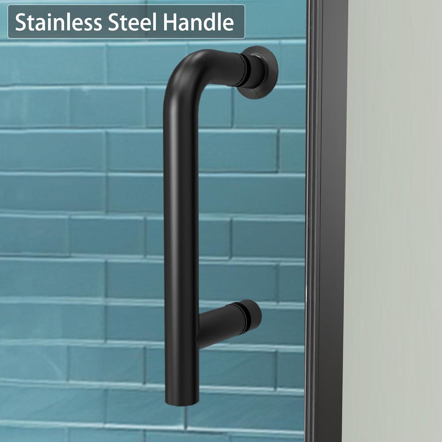 Matte Black Framed Sliding Shower Door with Clear Glass