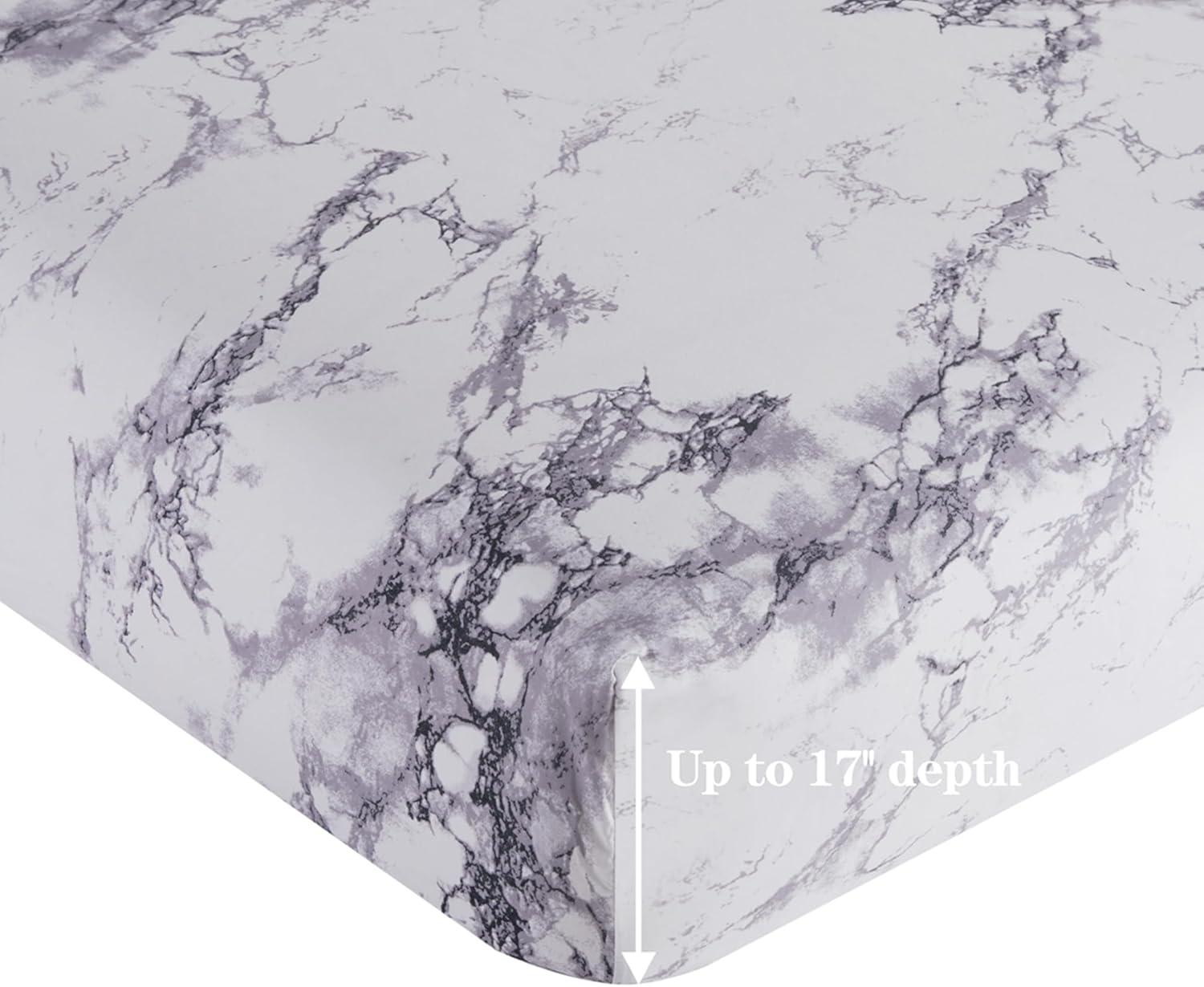 Marina Decoration Percale Machine Printed Marble Sheet Set