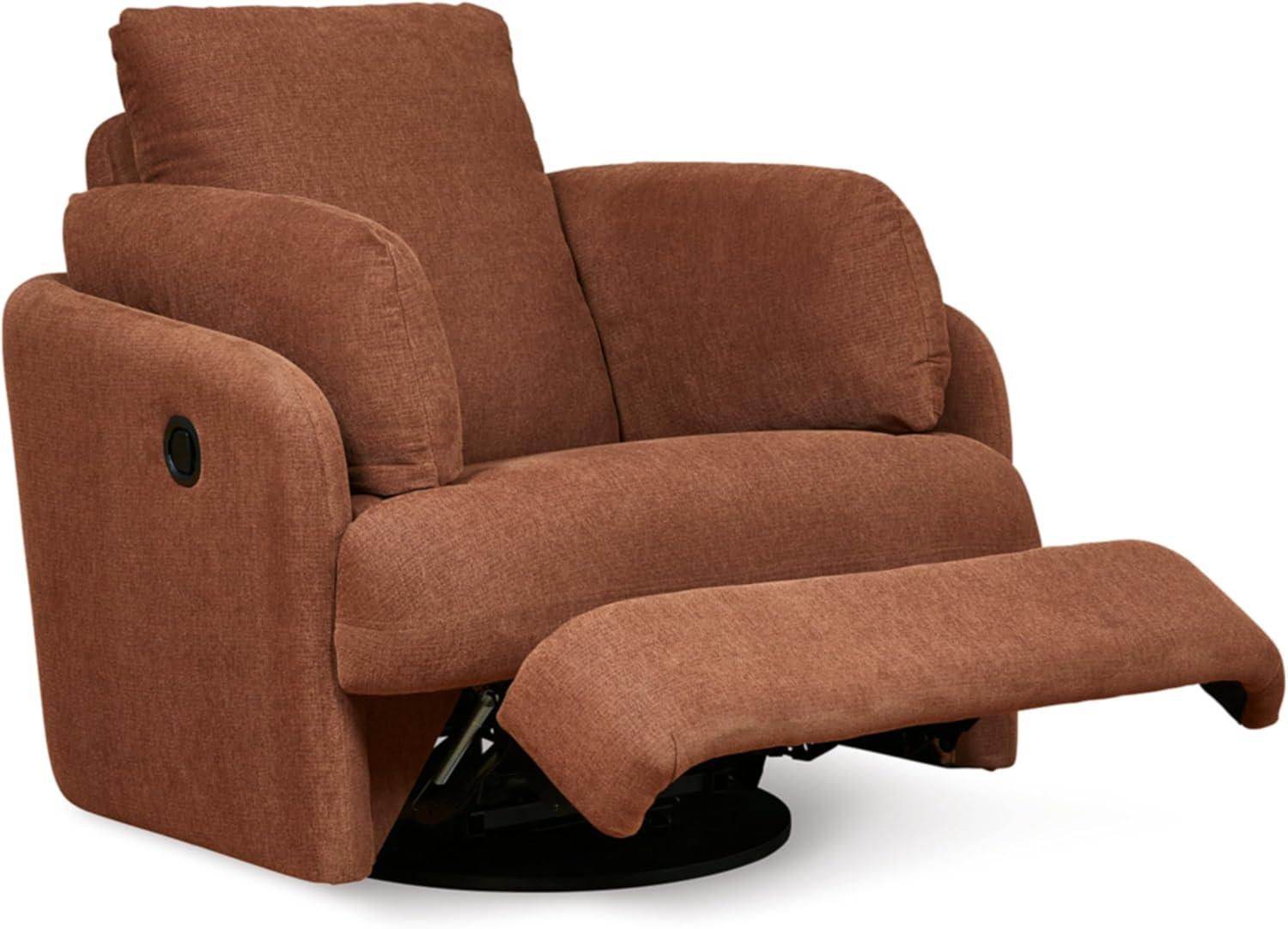 Spice Brown Swivel Recliner Armchair with Hidden Storage