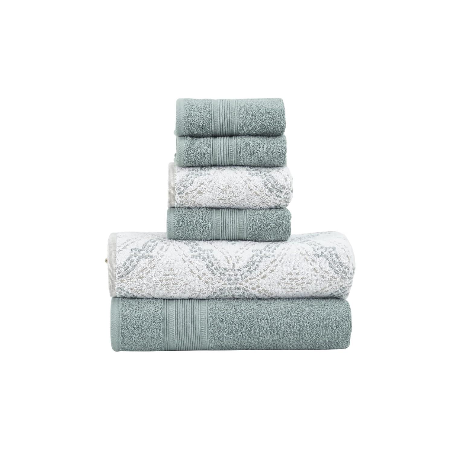 Modern Threads Modern Threads Capri 6-Piece Reversible Yarn Dyed Jacquard Towel Set - Bath Towels, Hand Towels, & Washcloths - Super Absorbent & Quick Dry