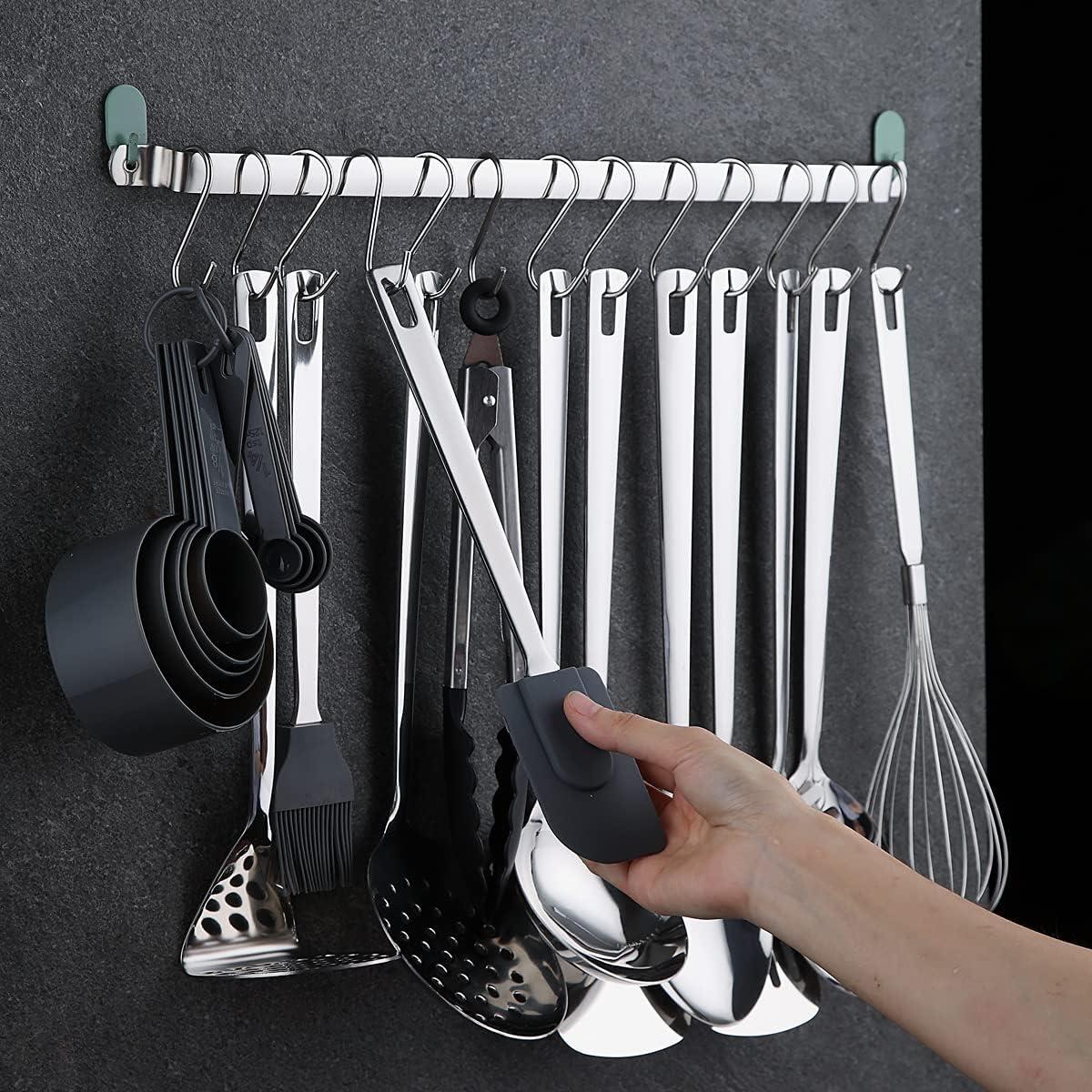 ReaNea Cooking Utensils Set Stainless Steel 37 Pieces Kitchen Utensils Set Kitchen Tool Gadgets with Hooks for Hanging