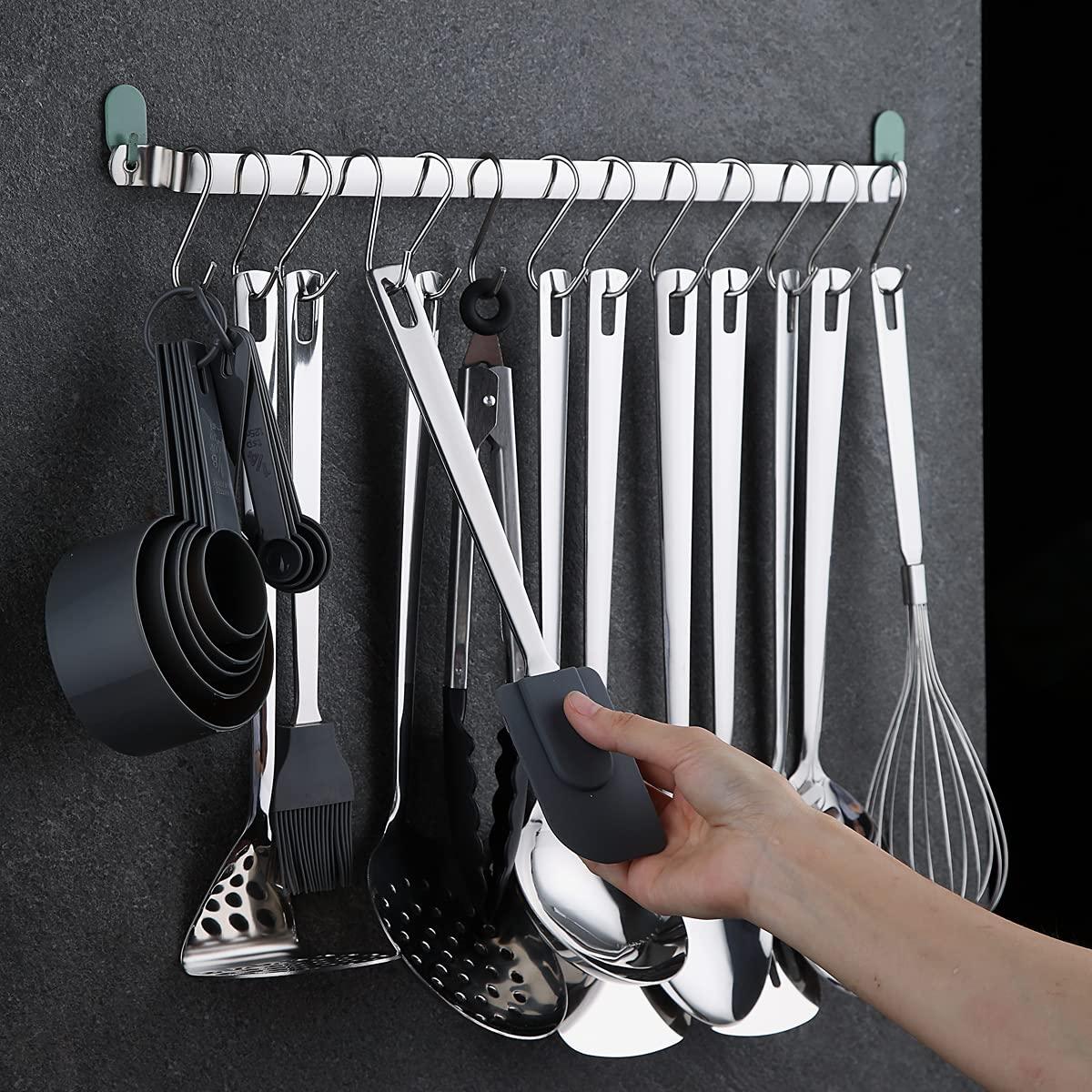 ReaNea Cooking Utensils Set Stainless Steel 37 Pieces Kitchen Utensils Set Kitchen Tool Gadgets with Hooks for Hanging